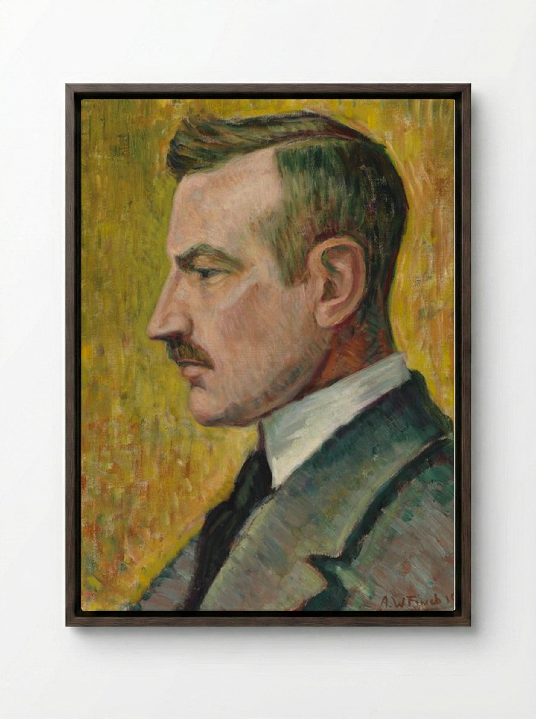Portrait of Magnus Enckell - Alfred William Finch - Framed Canvas Dark Wood