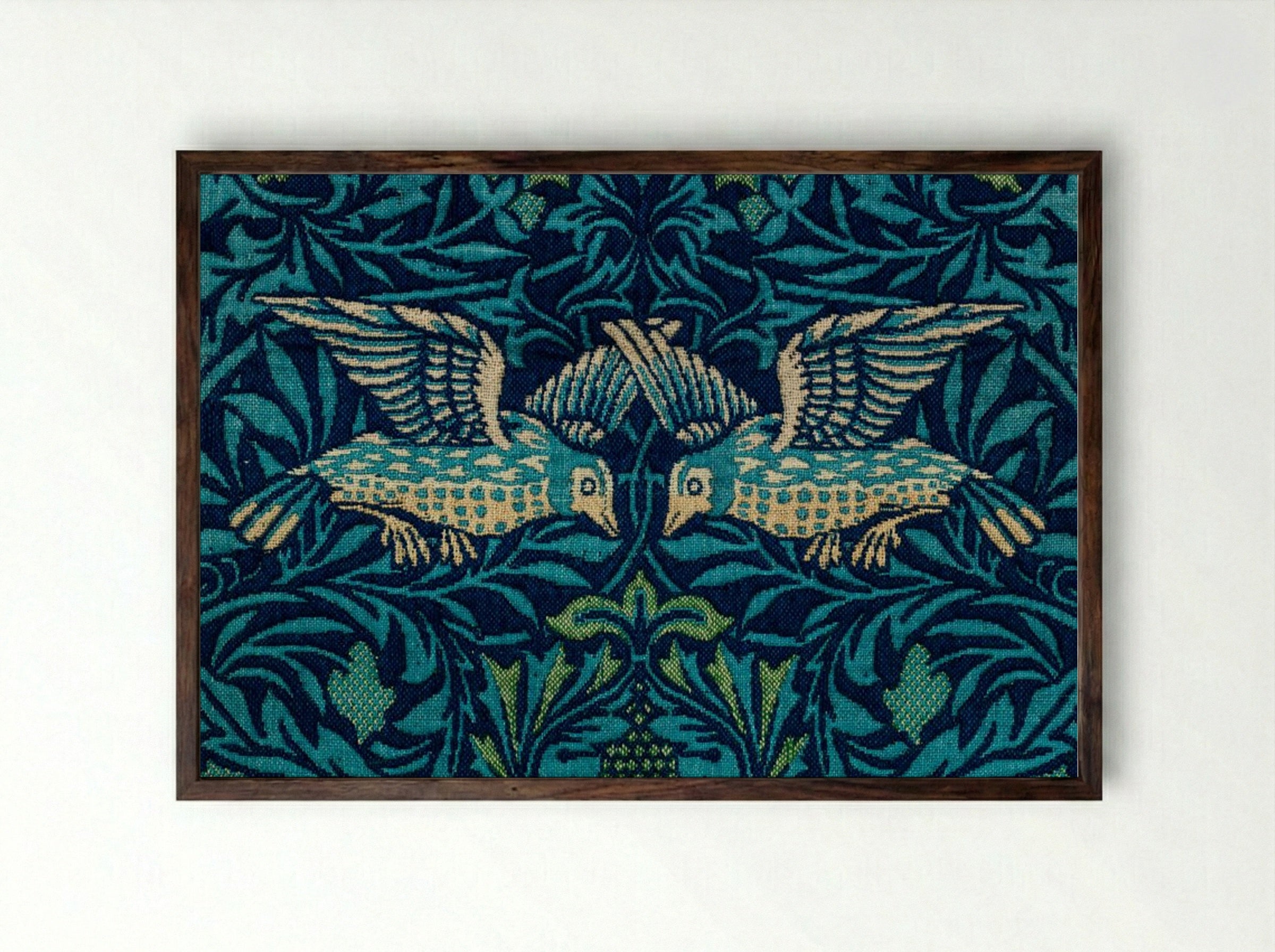 Birds - William Morris - Framed Print Dark Wood