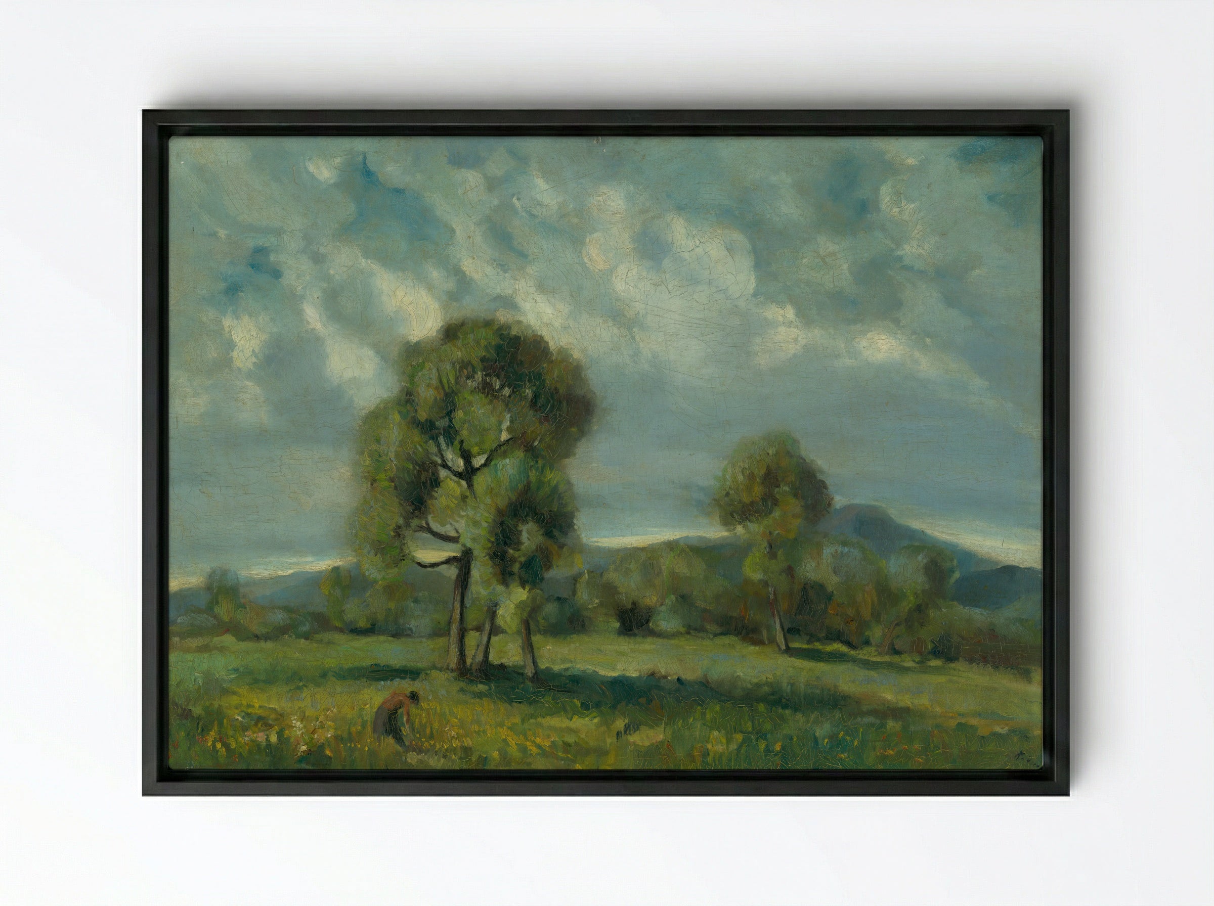 Liptov Landscape with Trees - Zolo Palugyay - Framed Canvas Black