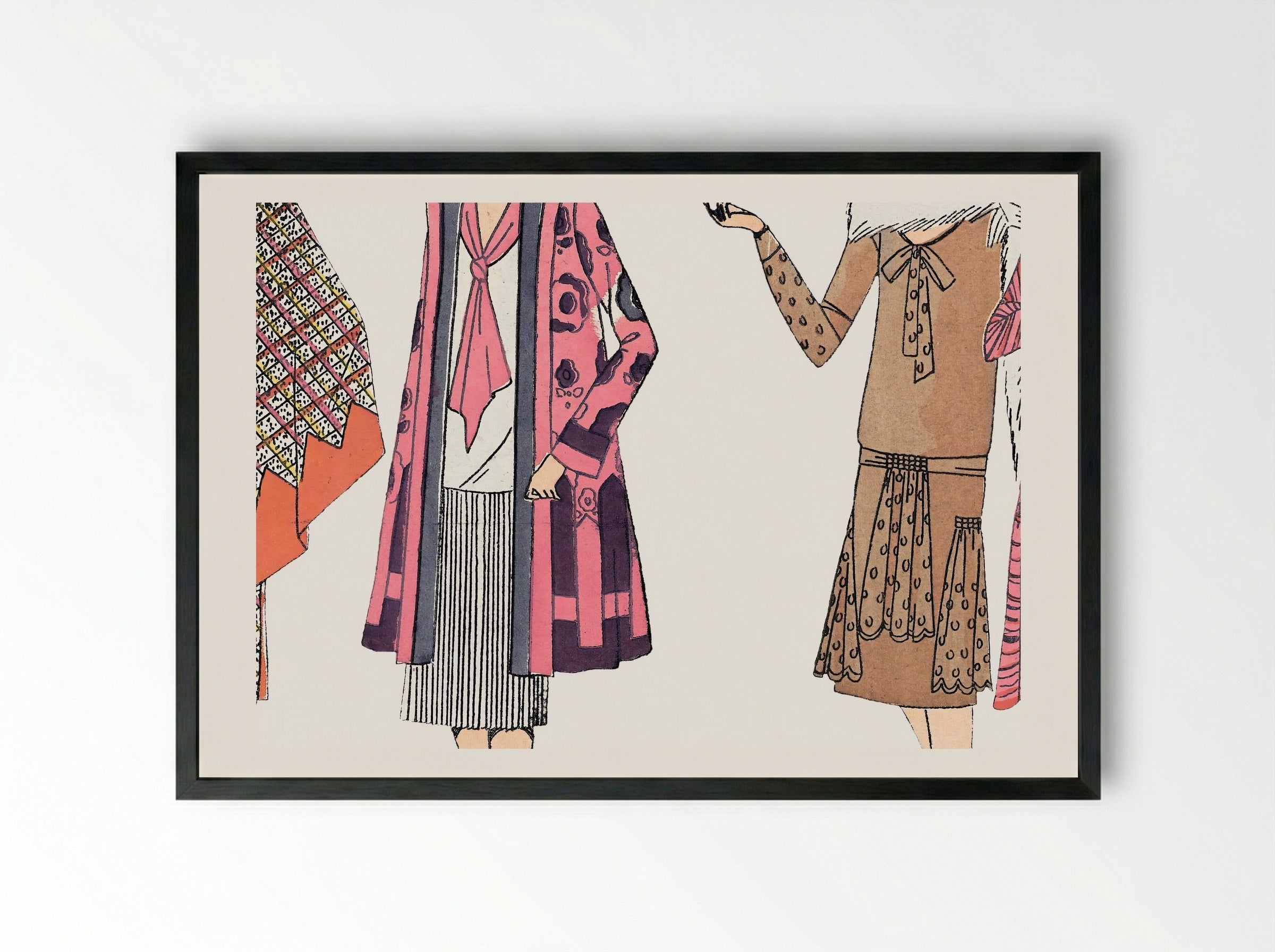 Flapper Dresses (Fashion Plate) - Fine Art Print - Framed Print Black