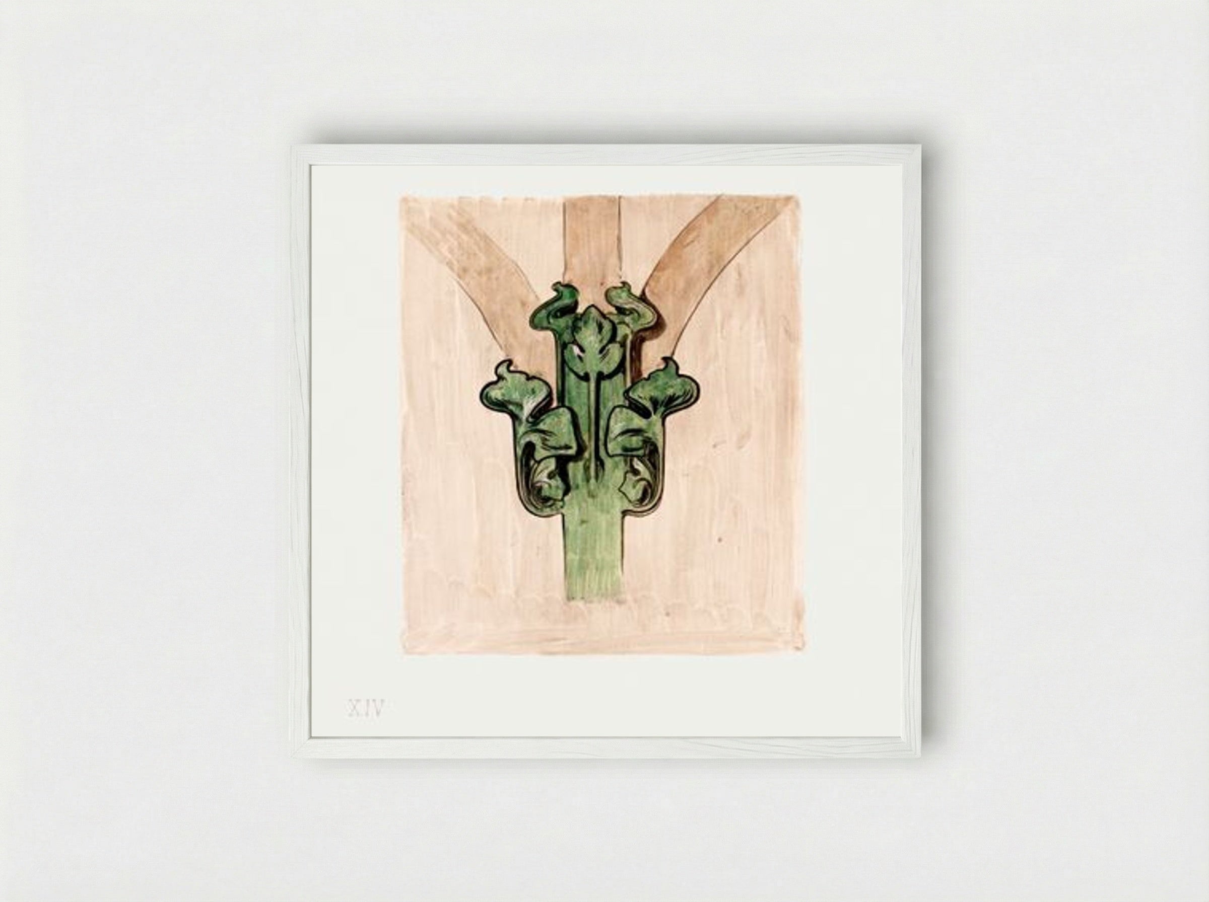 Capital Applied to the Columns of the Facade of the Fouquet Boutique - Alphonse Mucha - Framed Print White