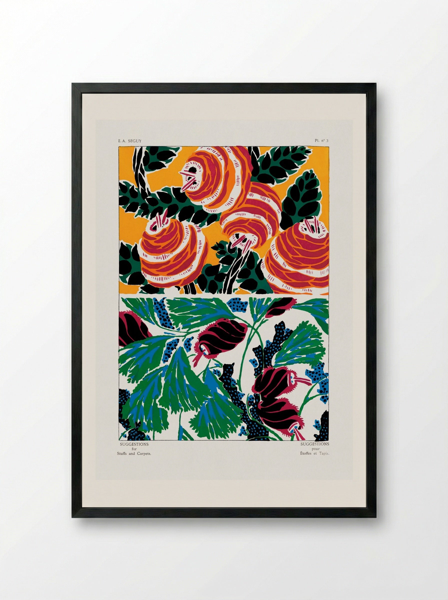 Suggestions pour Étoffes et Tapis, Plate No. 3 - Émile-Allain Séguy - Framed Print Black