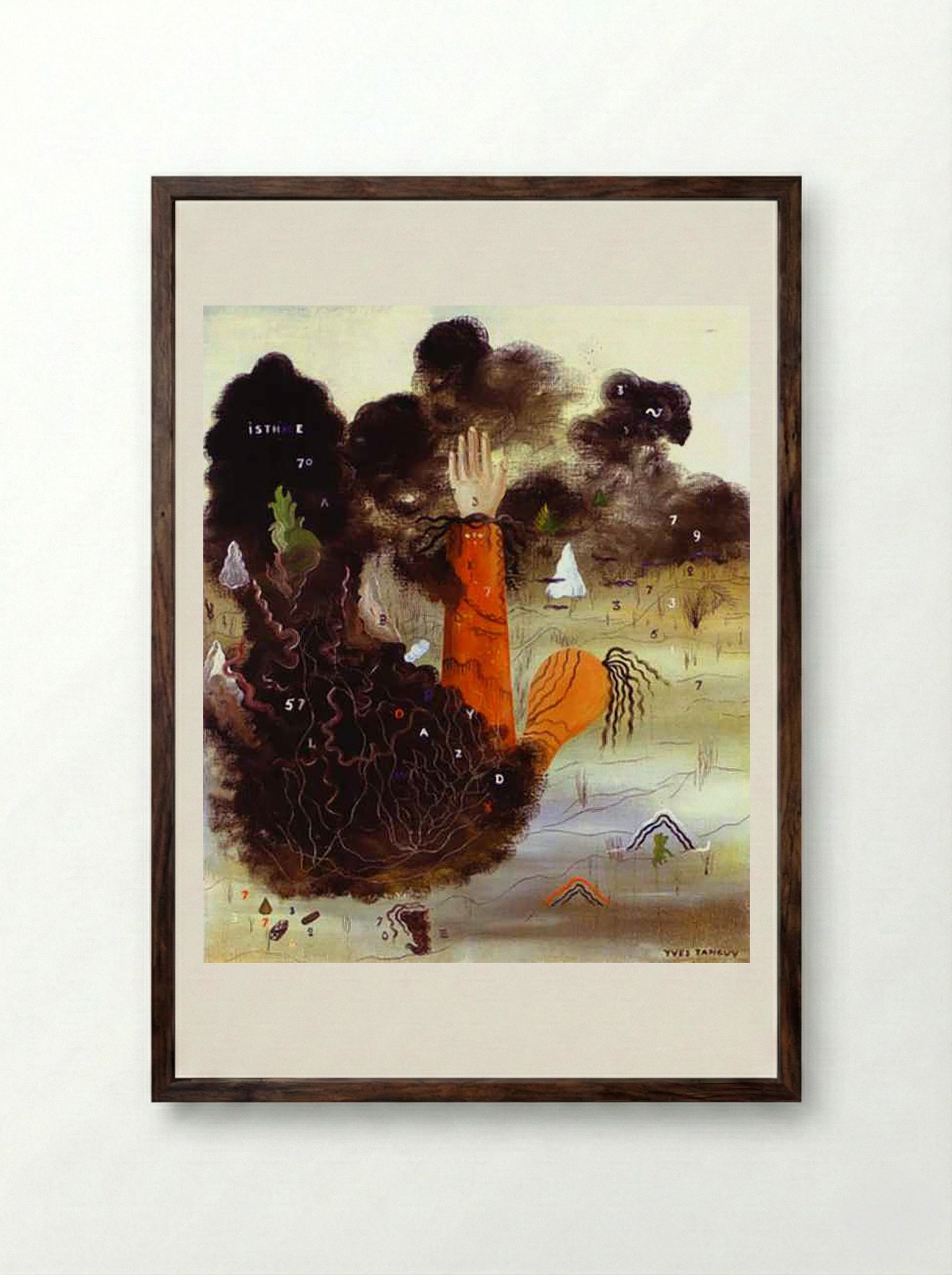 The Hand in the Clouds - Yves Tanguy - Framed Print Dark Wood