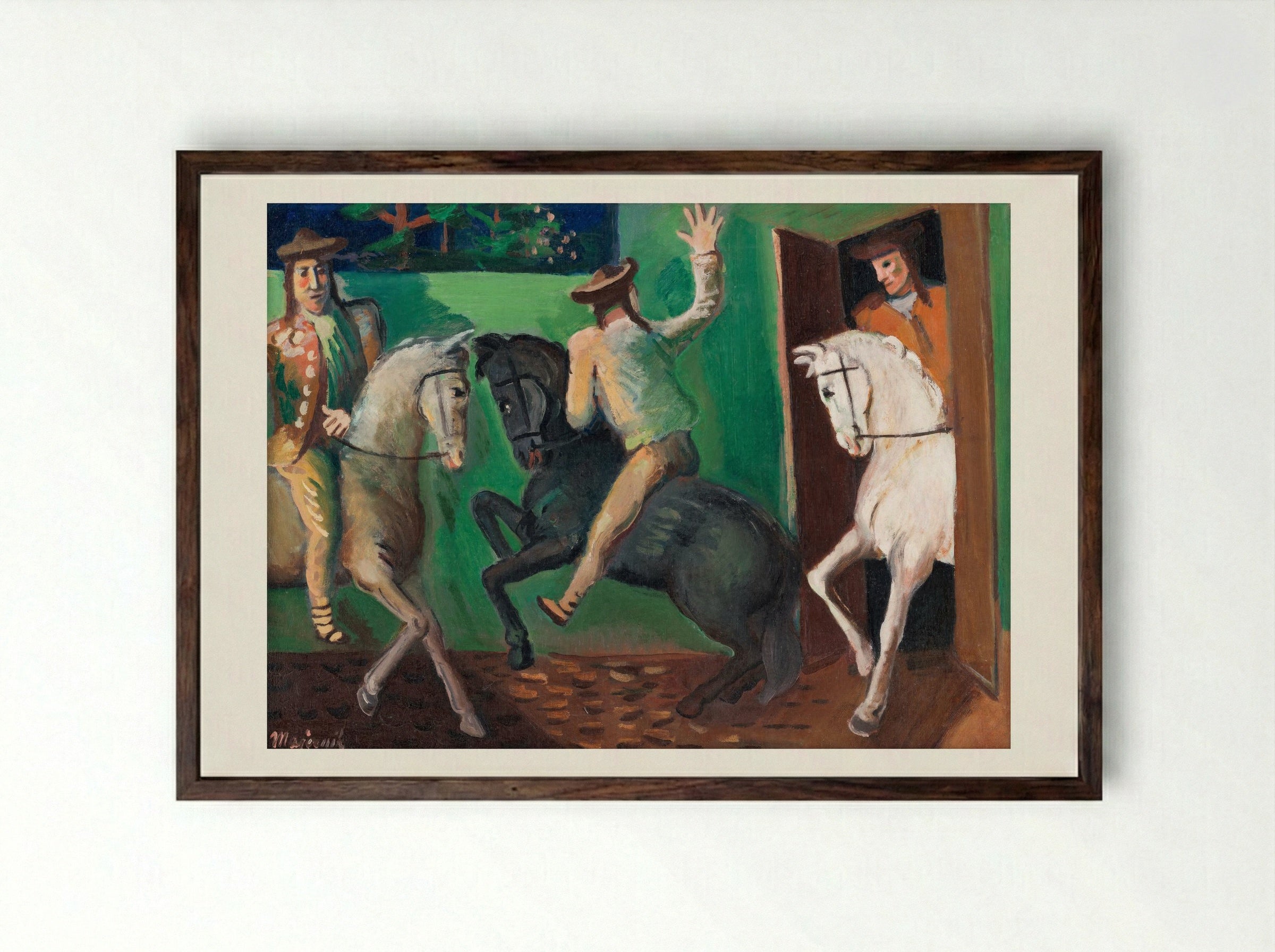 Riders on Horses - Cyprián Majerník - Framed Print Dark Wood