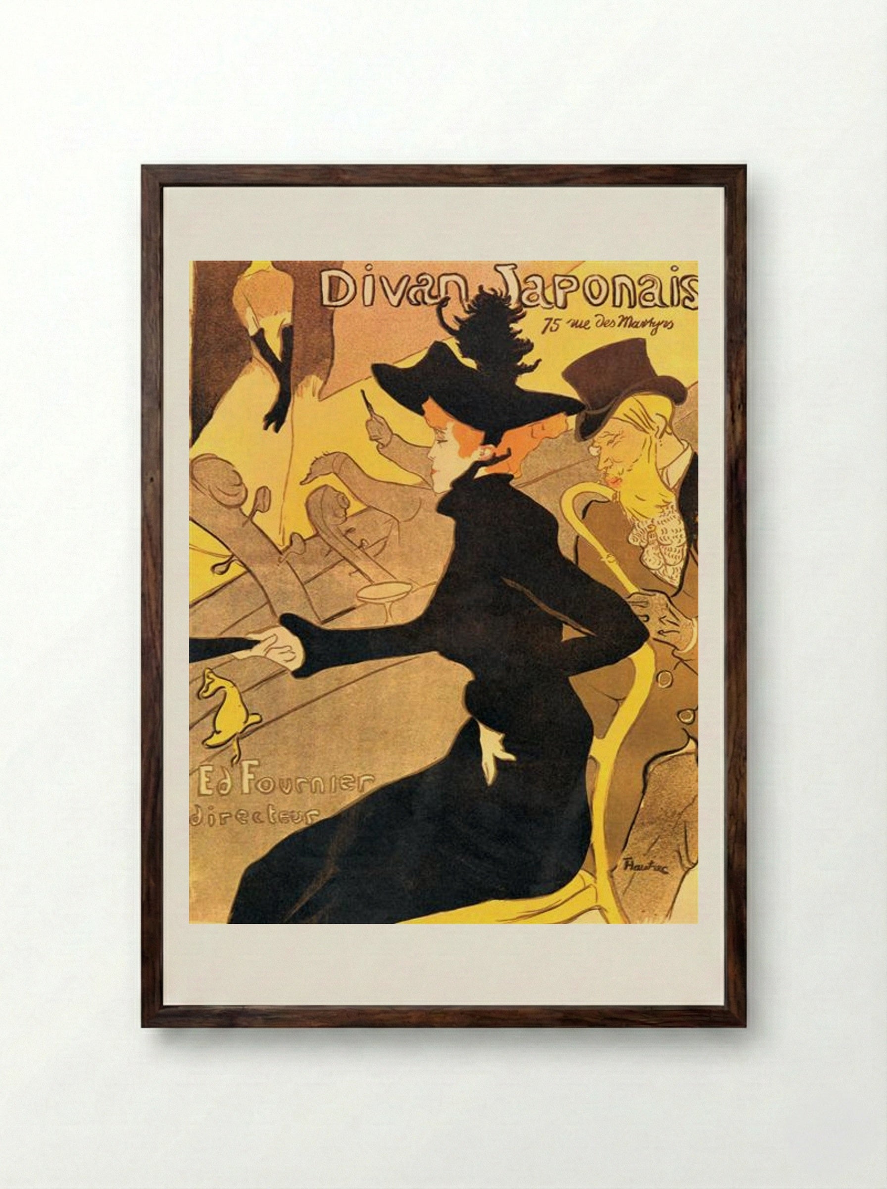 Divan Japonais - Henri de Toulouse-Lautrec - Framed Print Dark Wood
