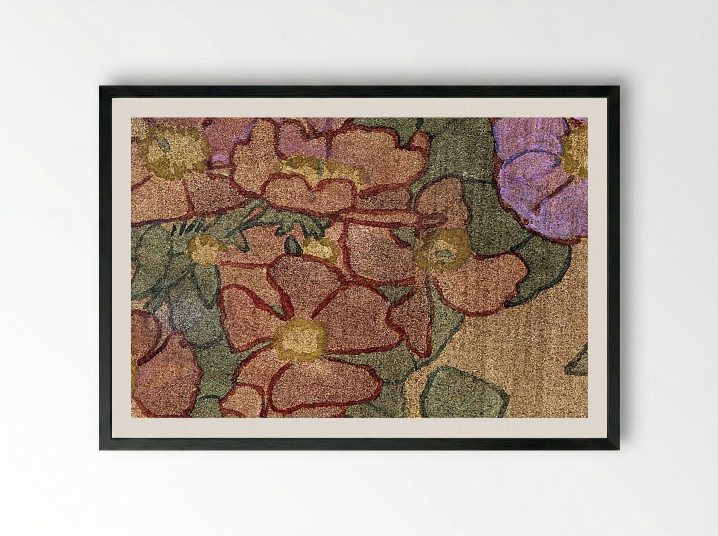 Pink Roses on Terracotta Color Ground (1915) - Hannah Borger Overbeck - Framed Print Black