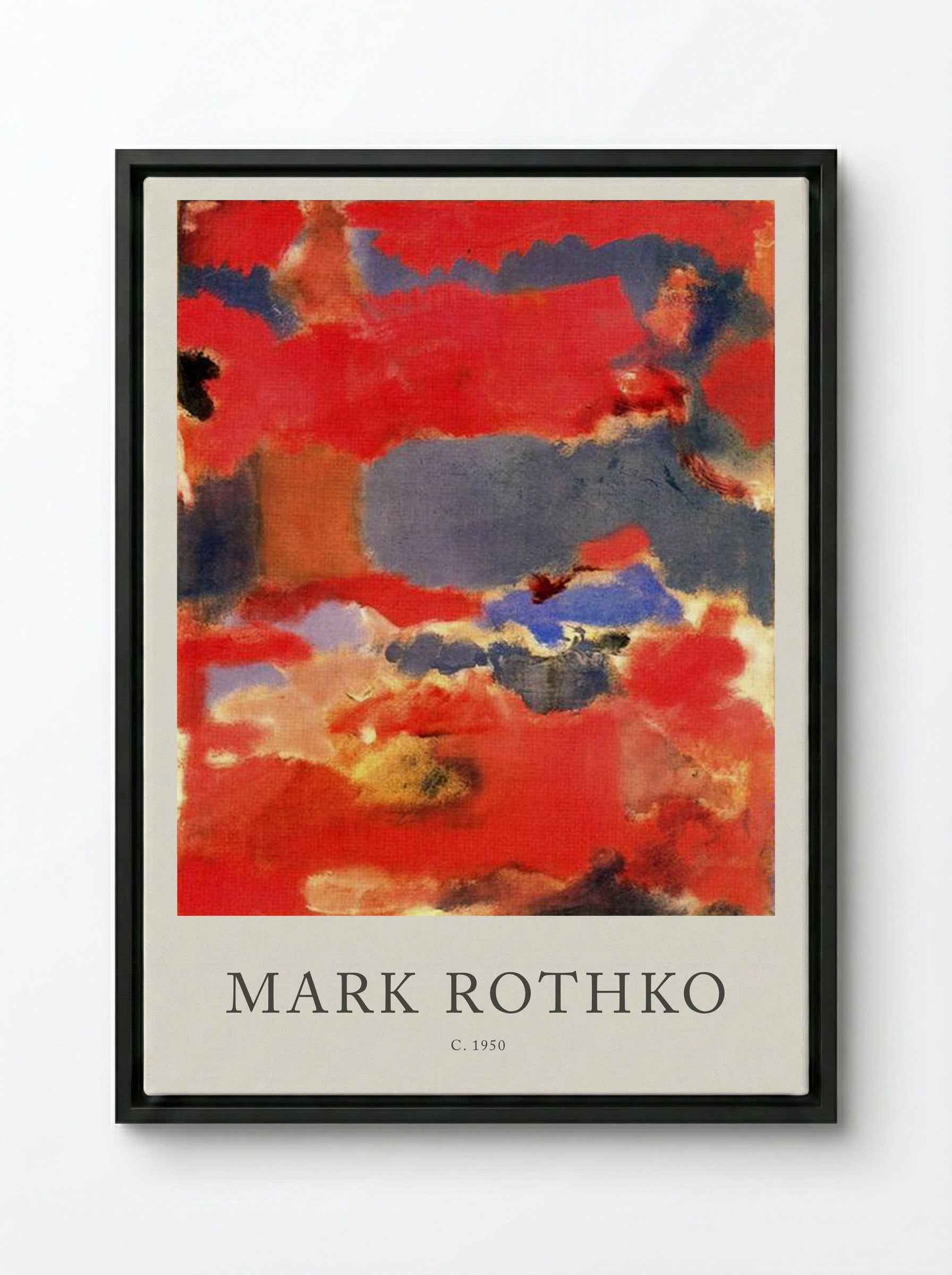 Untitled (Red and Blue Abstraction) - Mark Rothko - Framed Canvas Black