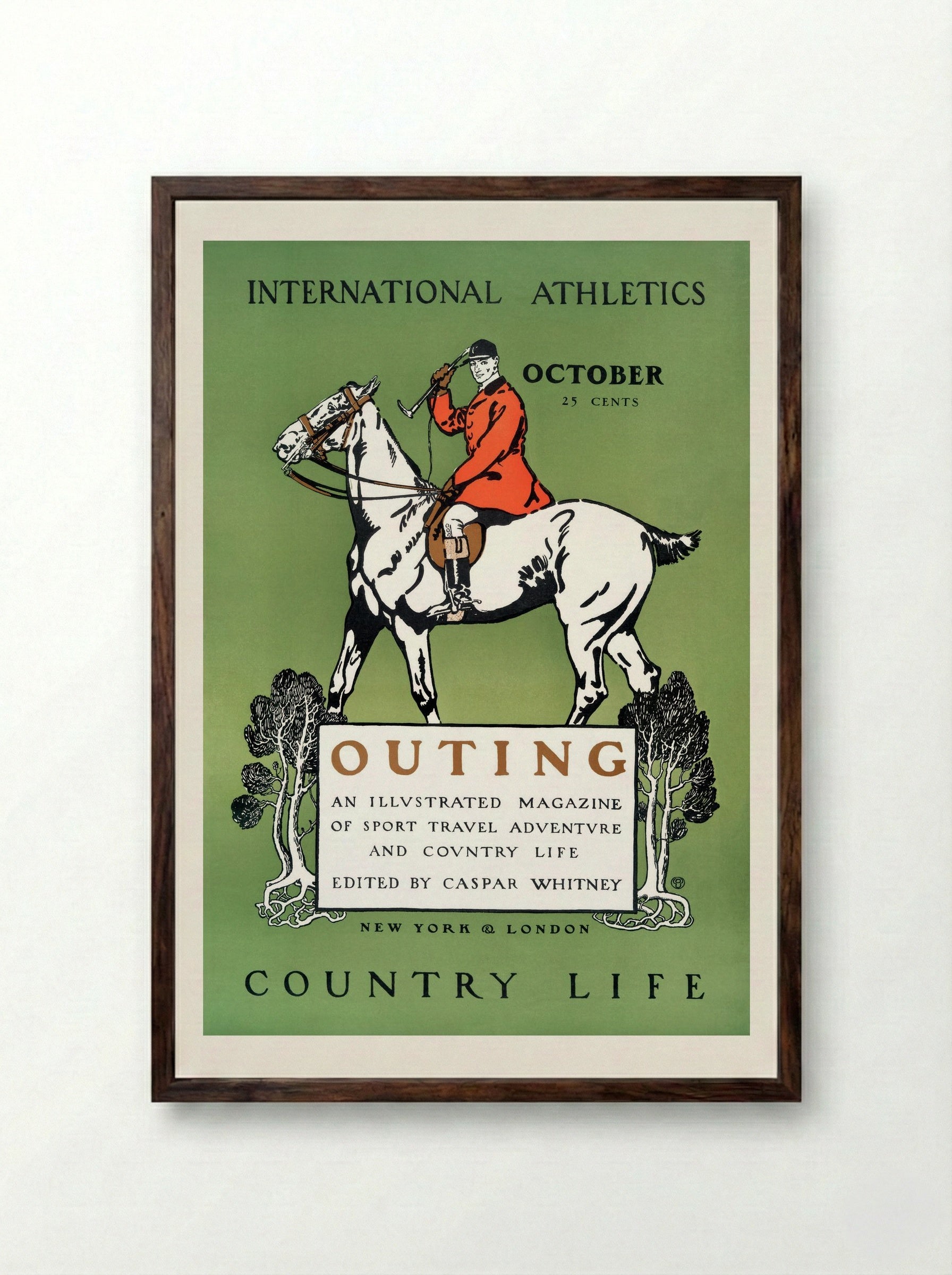Outing, October (Magazine Cover) - Edward Penfield - Framed Print Dark Wood