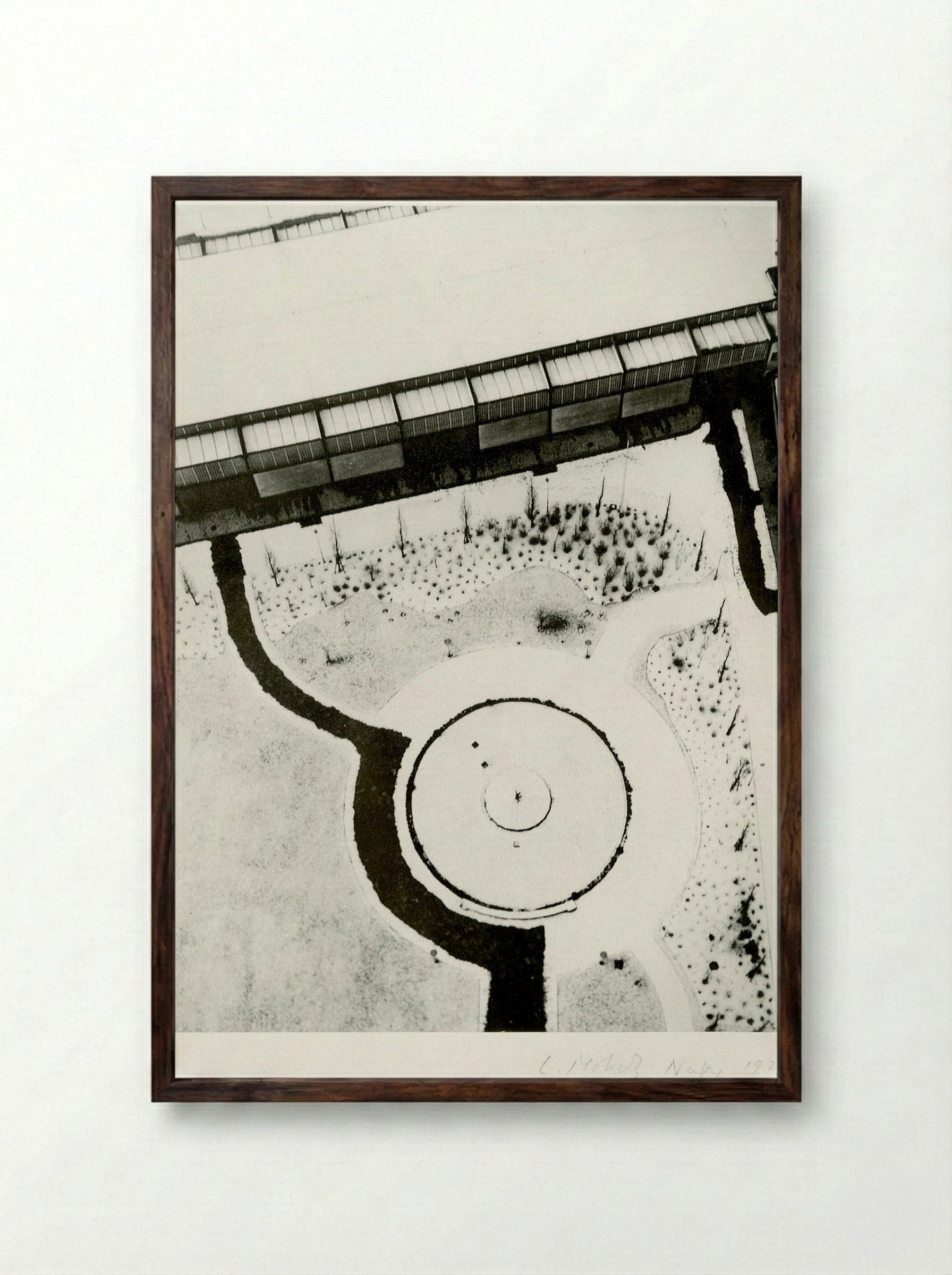 View from the Berlin Radio Tower in Winter - László Moholy-Nagy - Framed Print Dark Wood