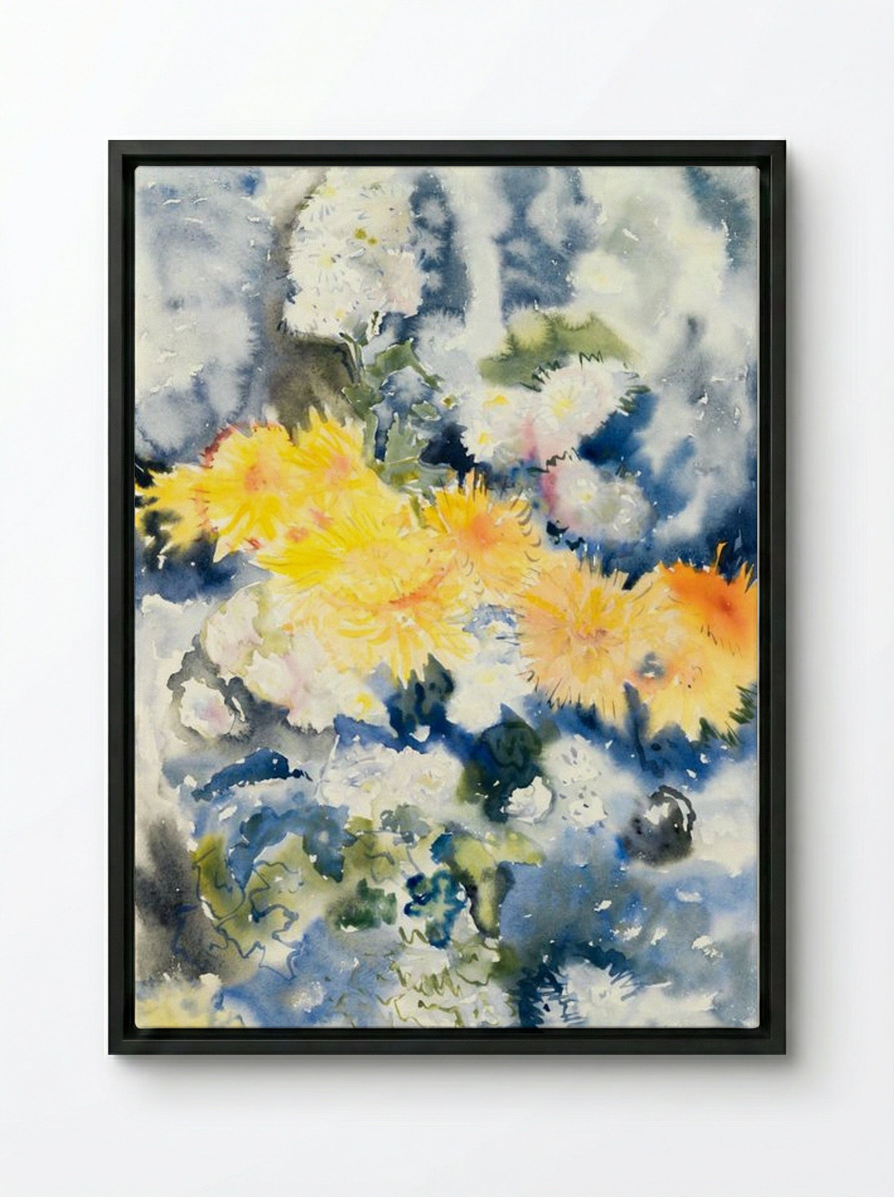 Yellow and Blue - Charles Demuth - Framed Canvas Black