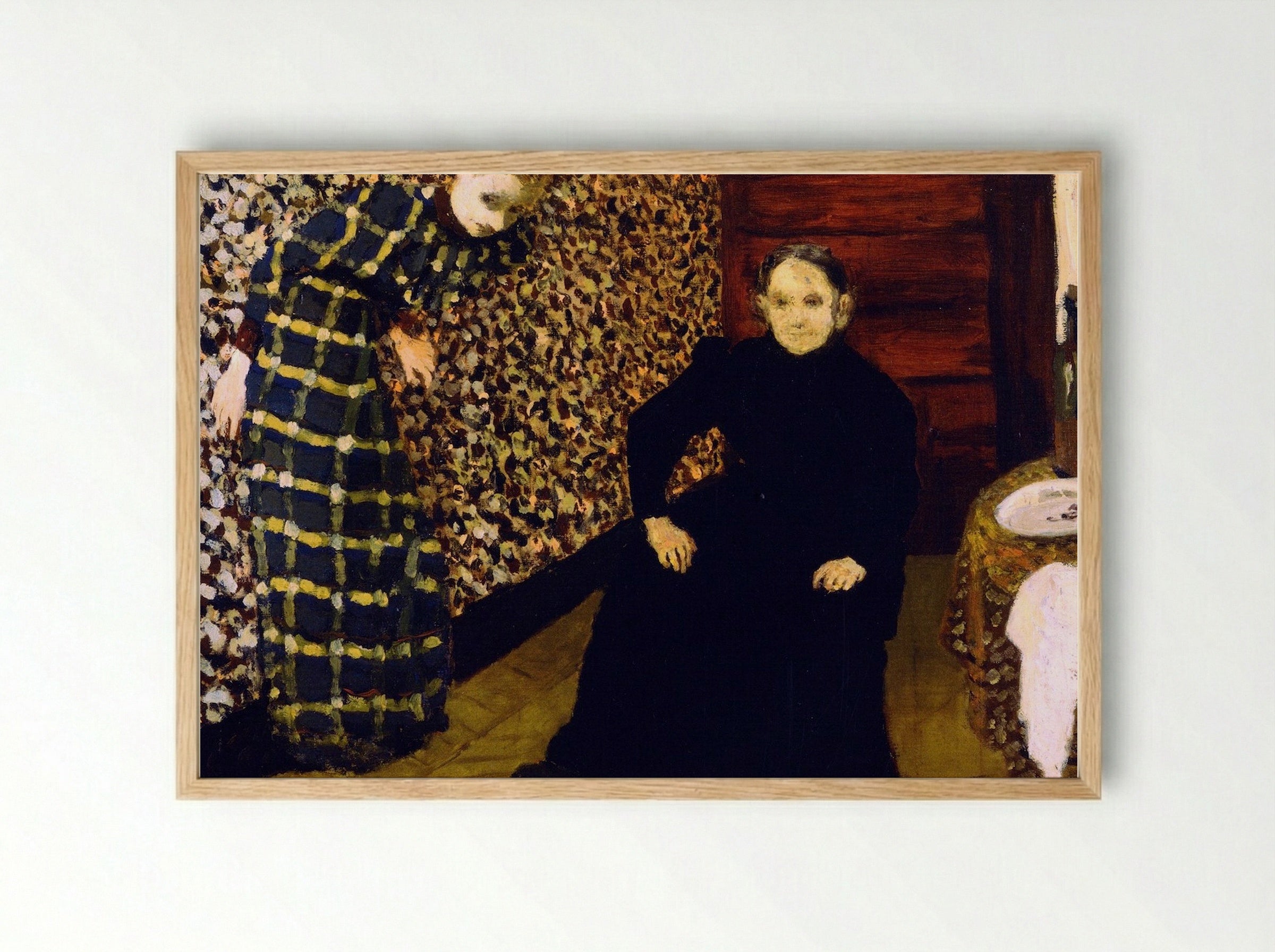 Interior with Mother and Sister of the Artist - Édouard Vuillard - Framed Print Wood