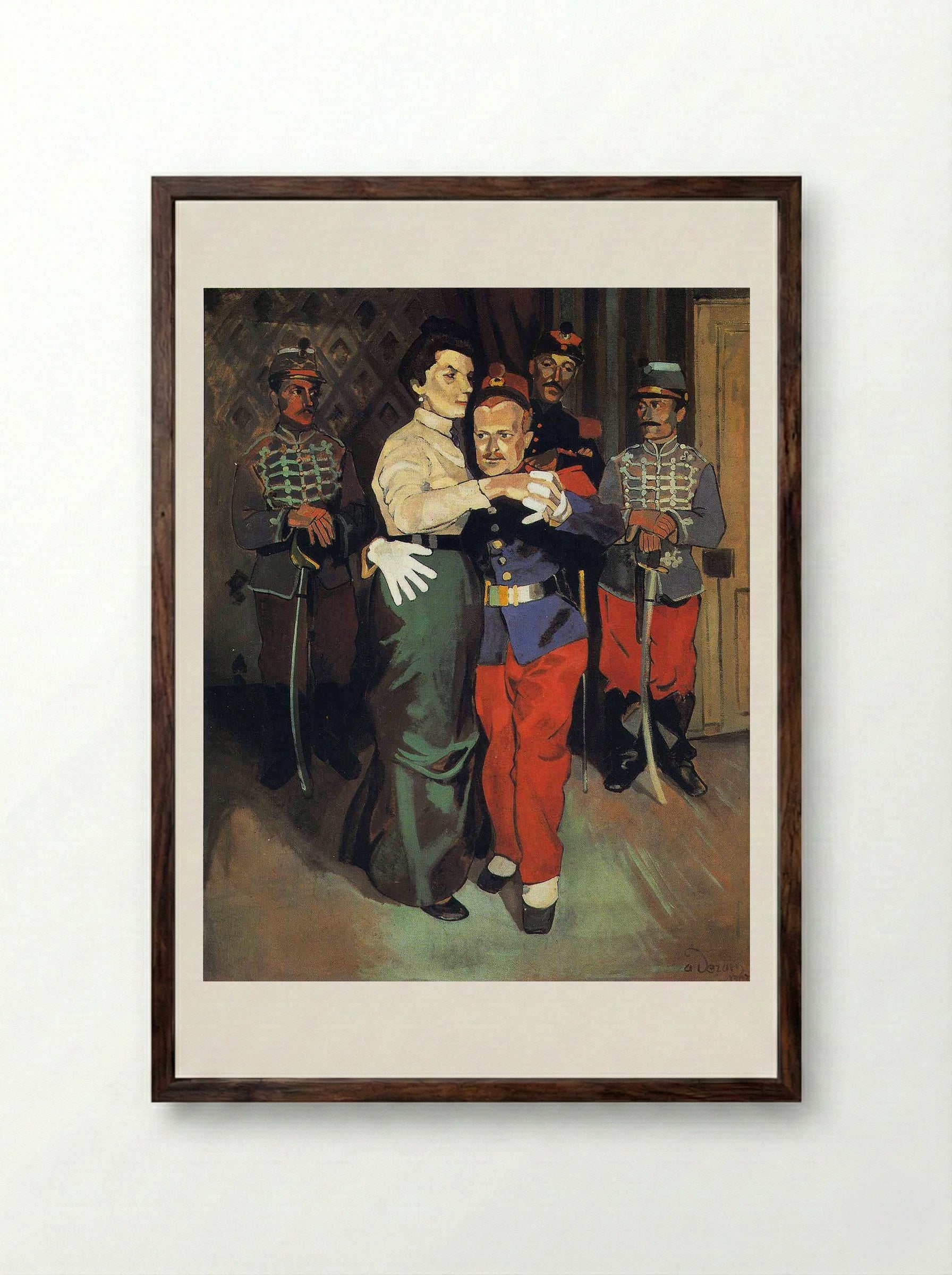 Ball of Soldiers in Suresnes - Gustave Verbeek - Framed Print Dark Wood