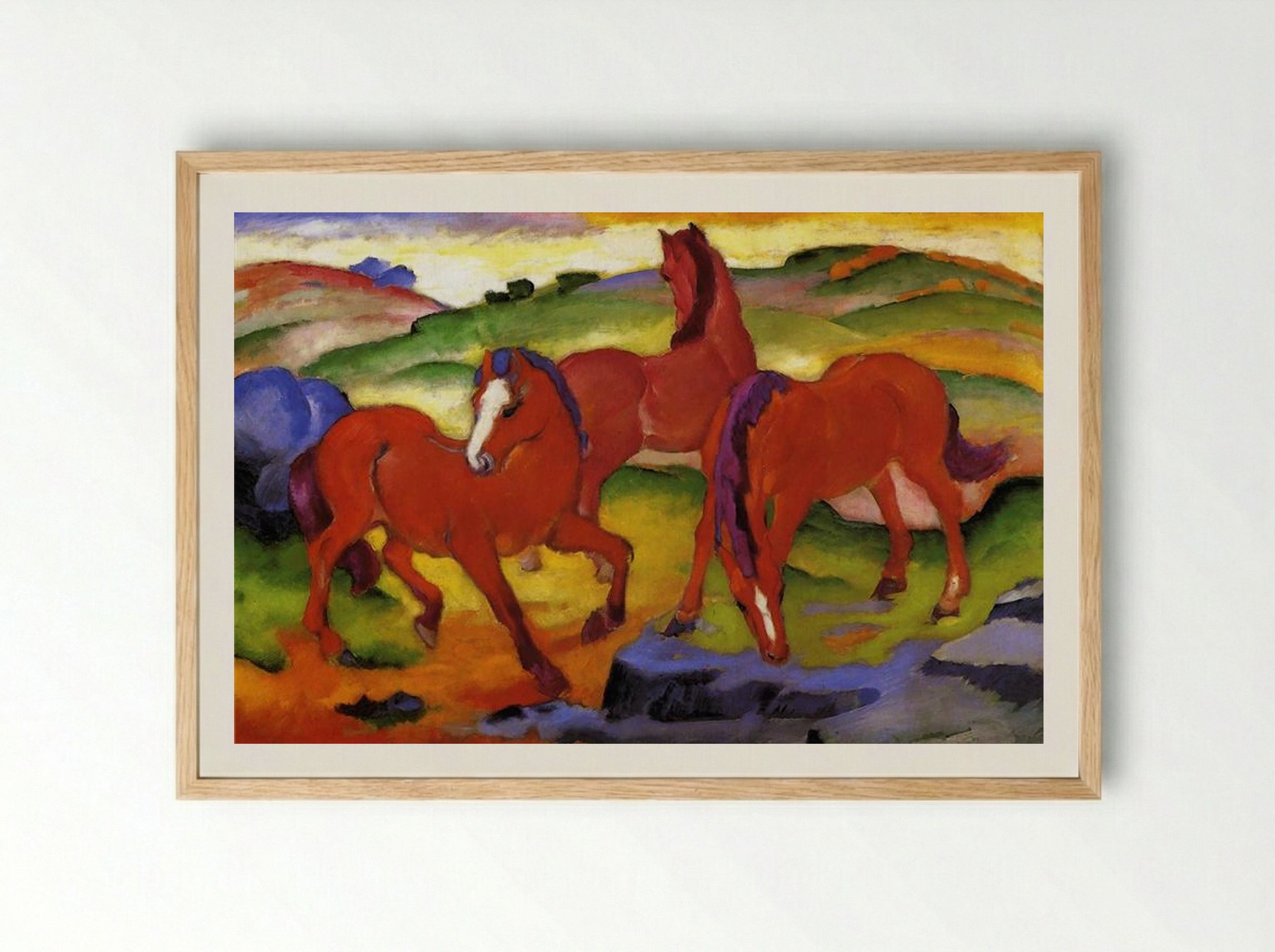 Grazing Horses IV (The Red Horses) - Franz Marc - Framed Print Wood