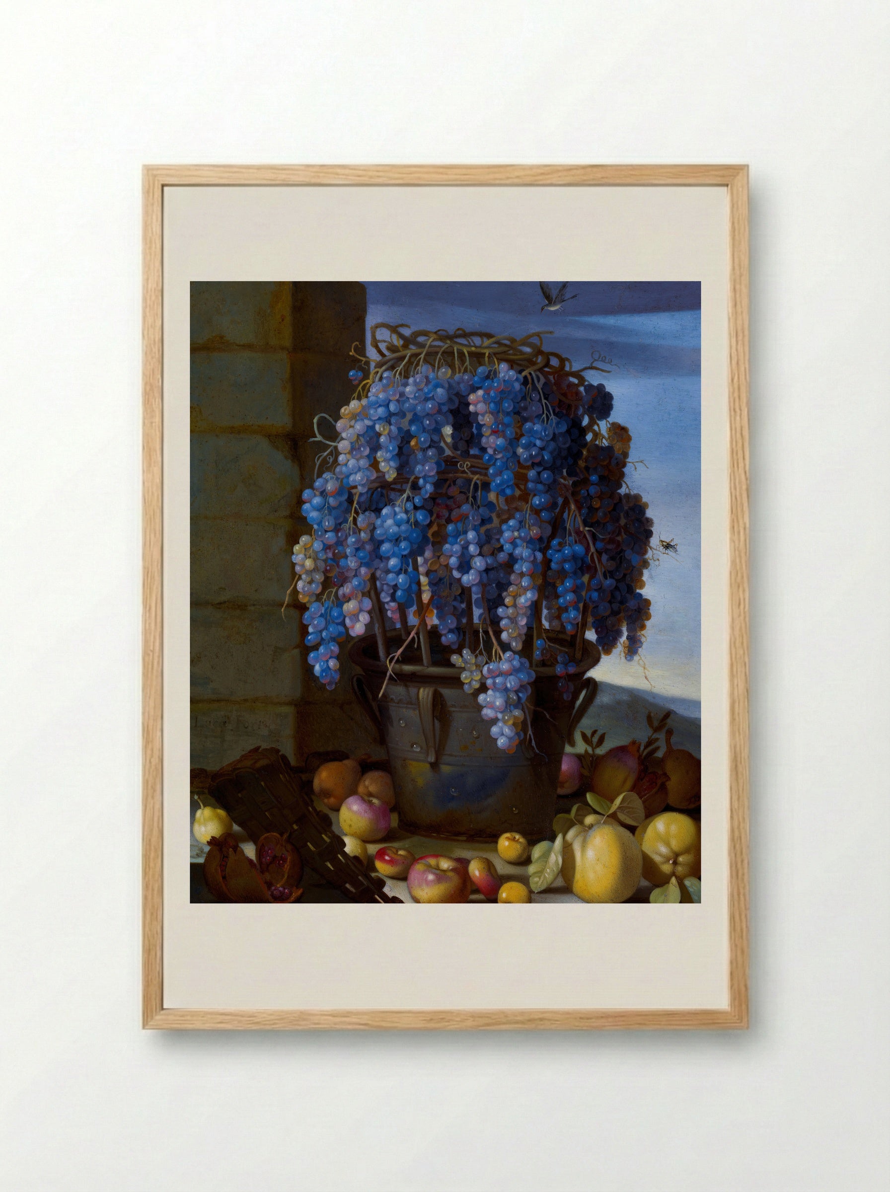 Still Life with Grapes and Other Fruit - Luca Forte - Framed Print Wood