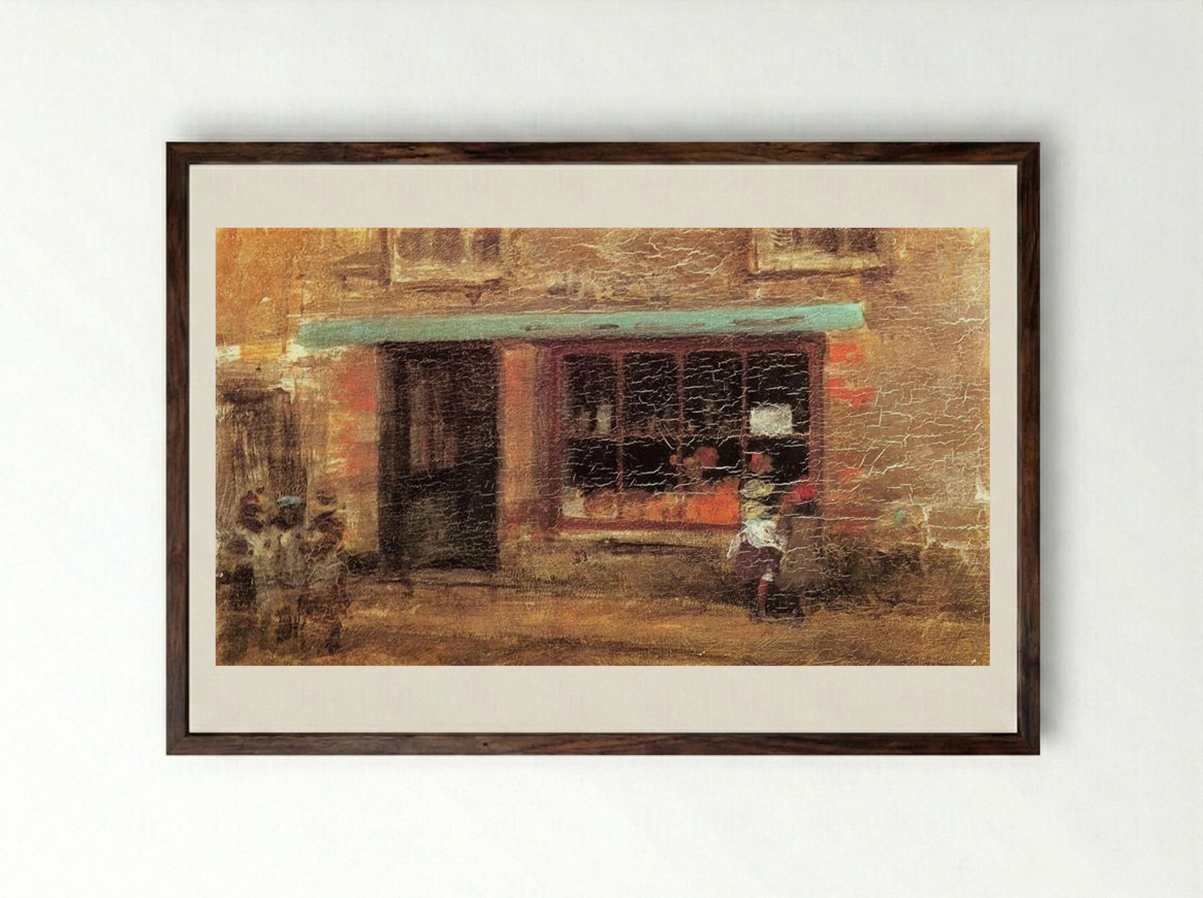 Blue and Orange: The Sweet Shop - James McNeill Whistler - Framed Print Dark Wood