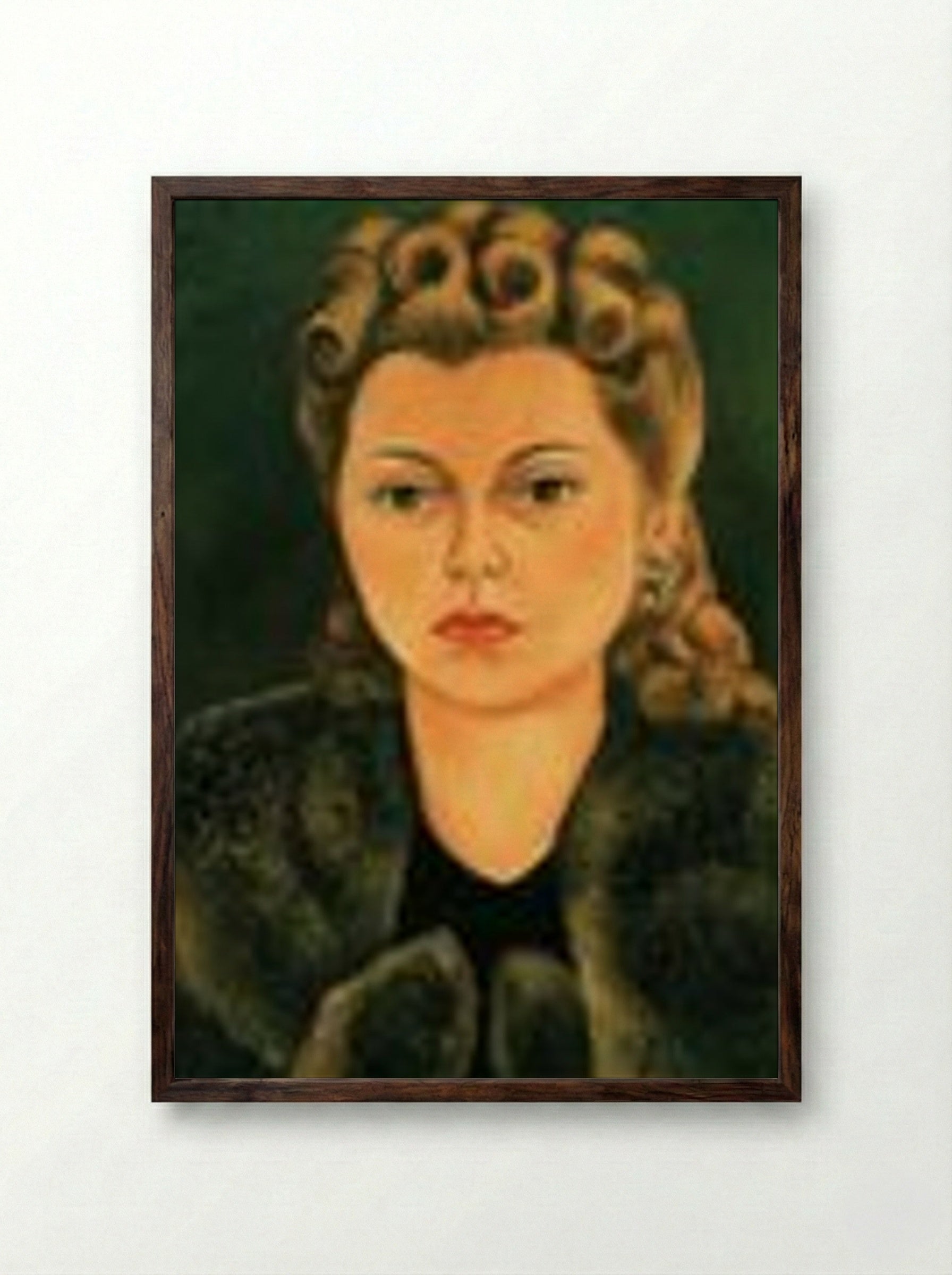 Portrait of Natasha Gelman - Diego Rivera - Framed Print Dark Wood