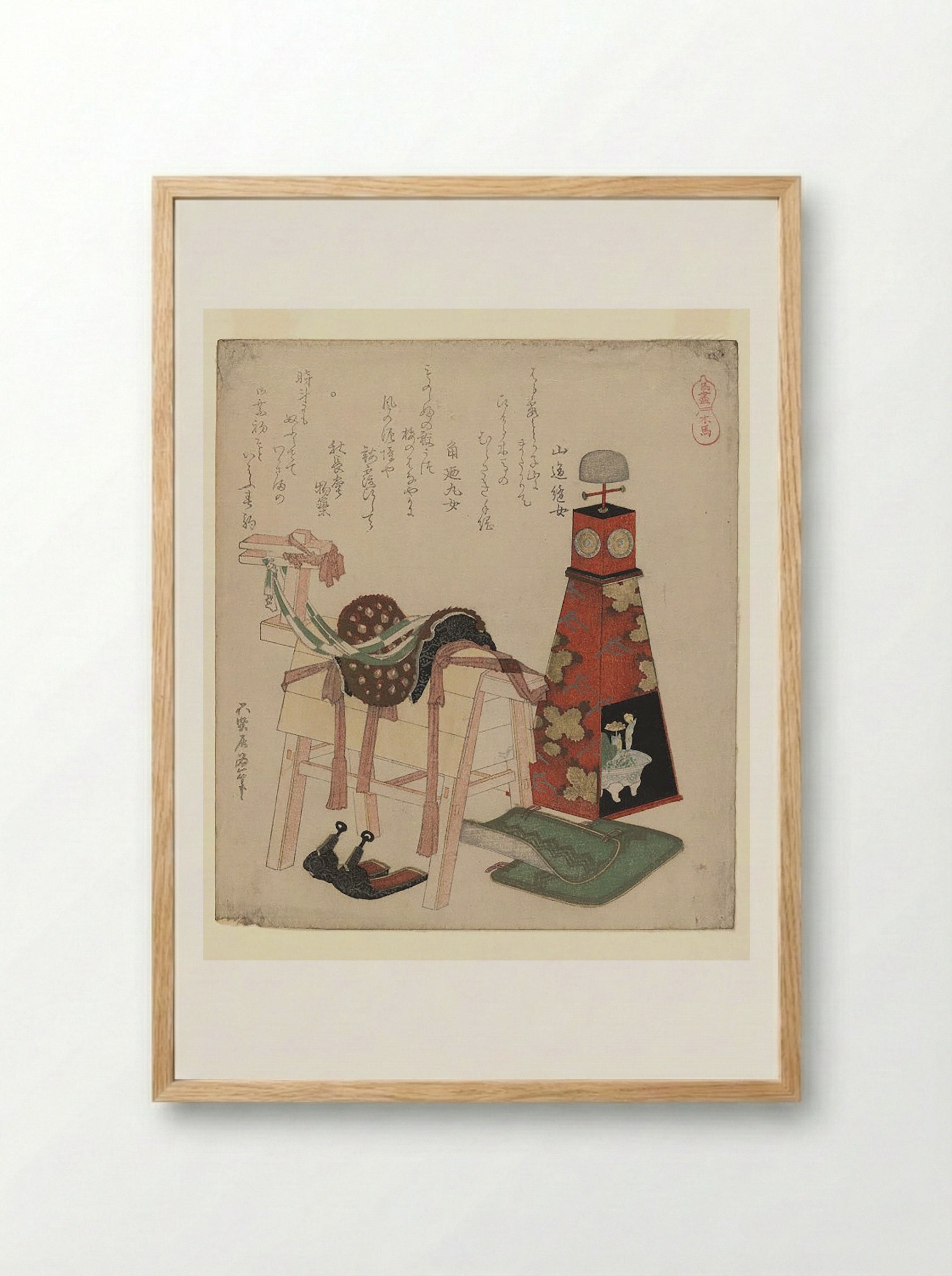 Wooden Horse and Andon Lamp - Fine Art Print - Framed Print Wood