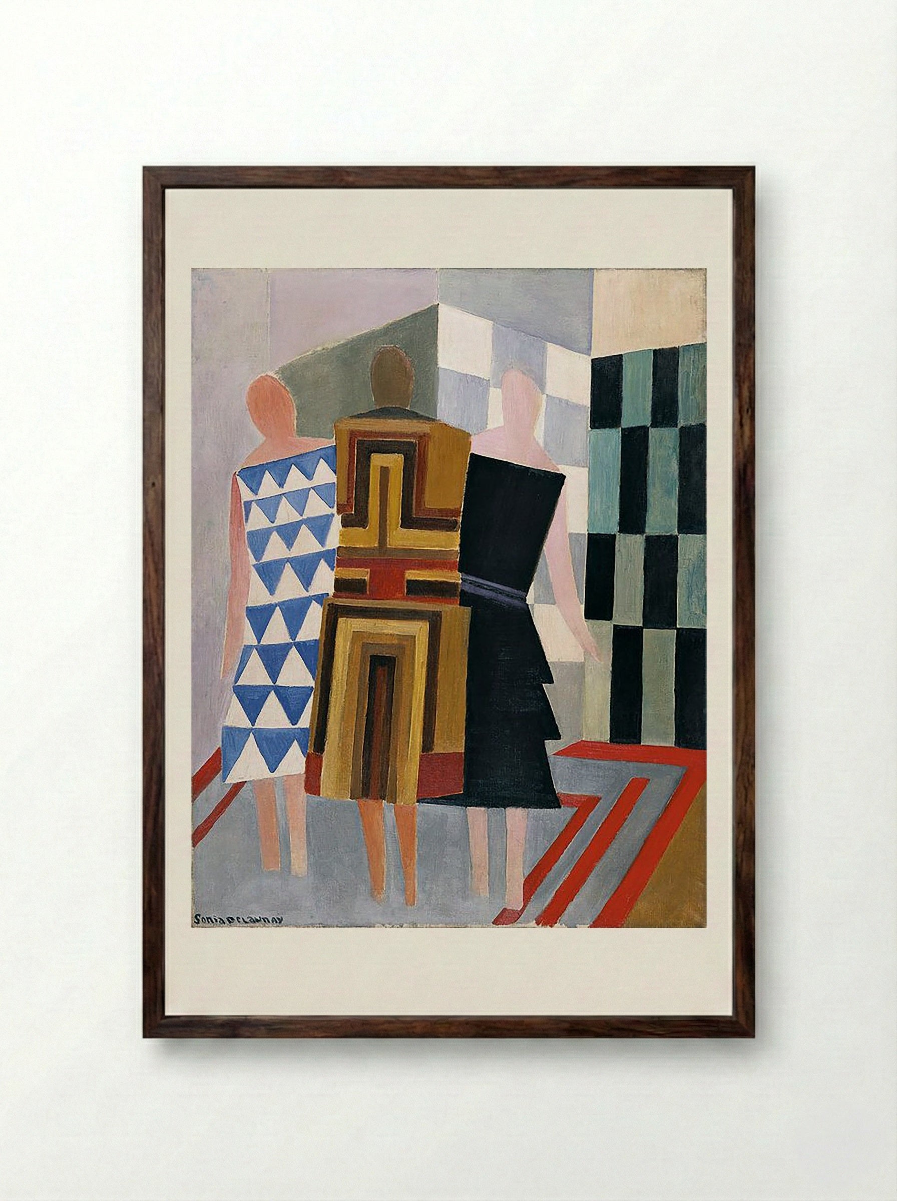 Simultaneous Dresses (Three Women, Forms, Colours) - Sonia Delaunay - Framed Print Dark Wood