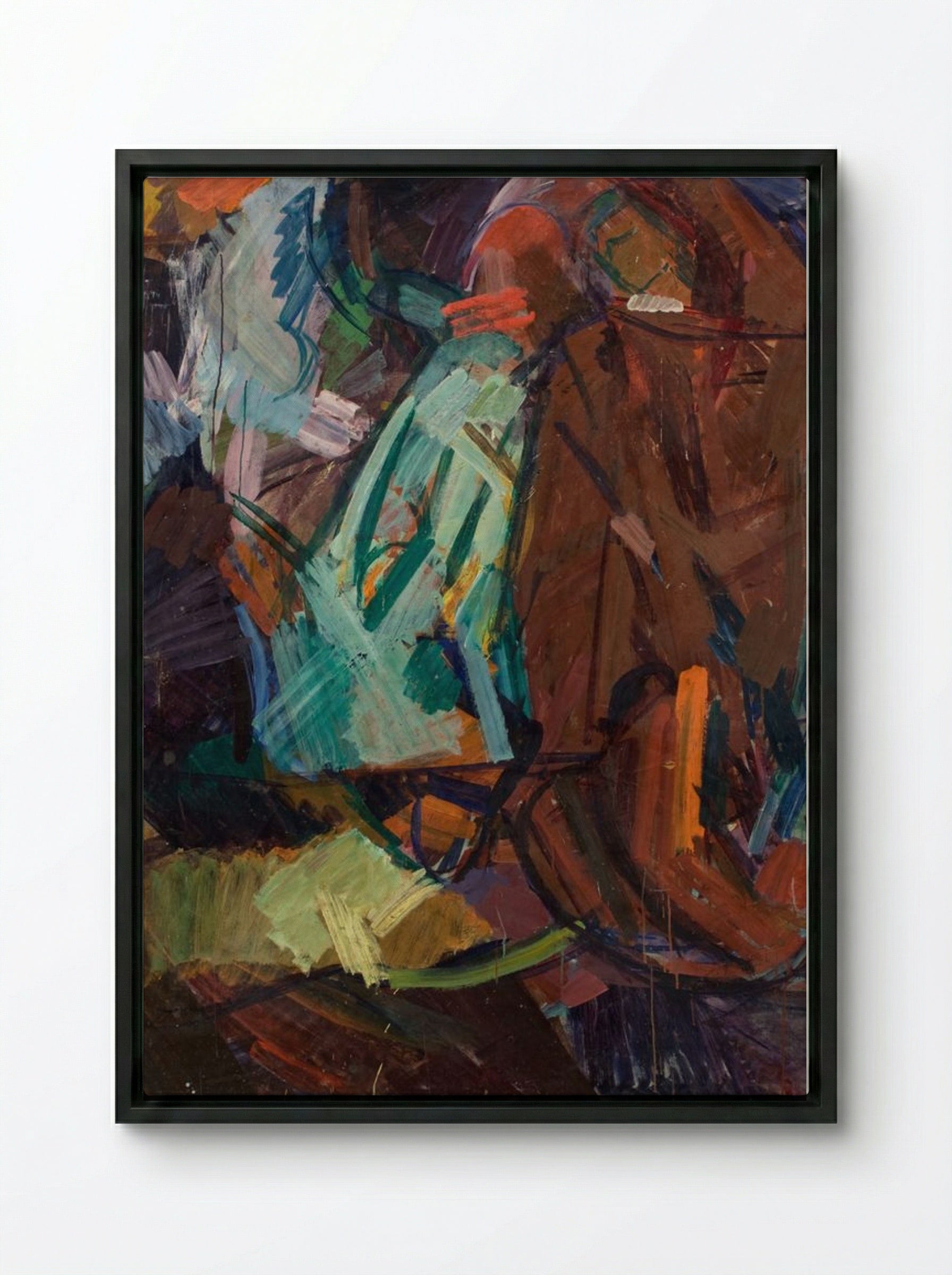 Sketch after Delacroix's Dante and Virgil - Edvard Weie - Framed Canvas Black