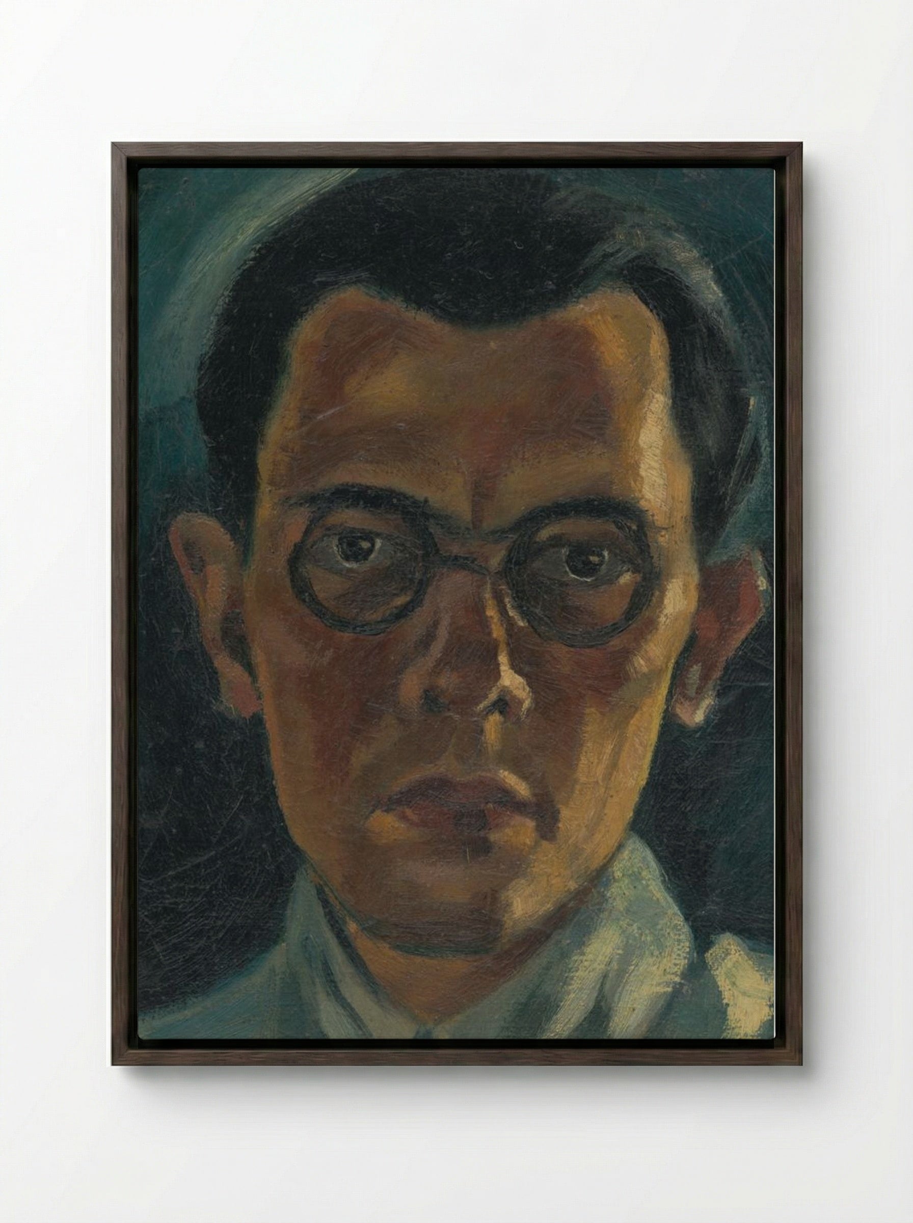 Self-Portrait - Mikuláš Galanda - Framed Canvas Dark Wood