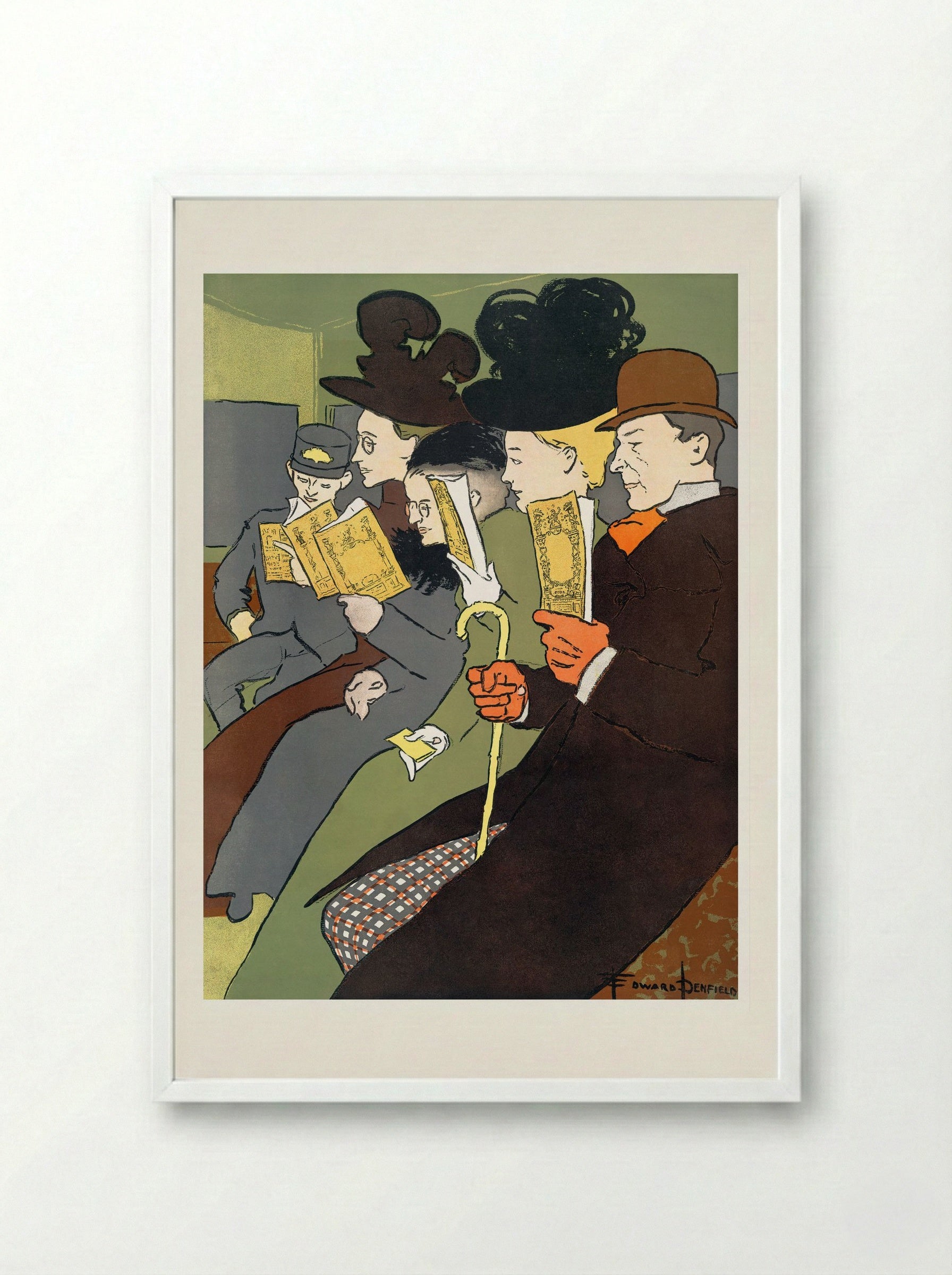 People Reading Books - Edward Penfield - Framed Print White