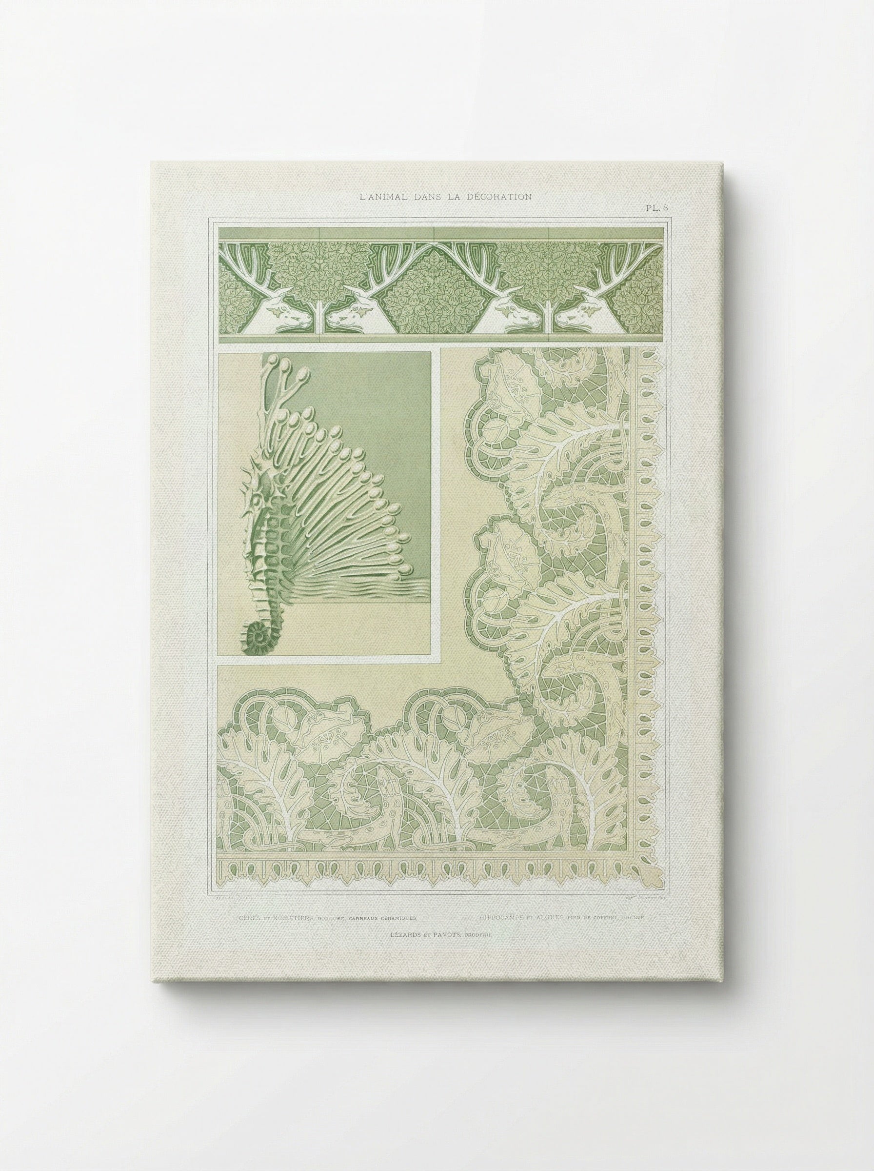 L'Animal dans la Décoration, Plate 8 (Deer, Seahorse, Lizards) - Maurice Pillard Verneuil - Canvas