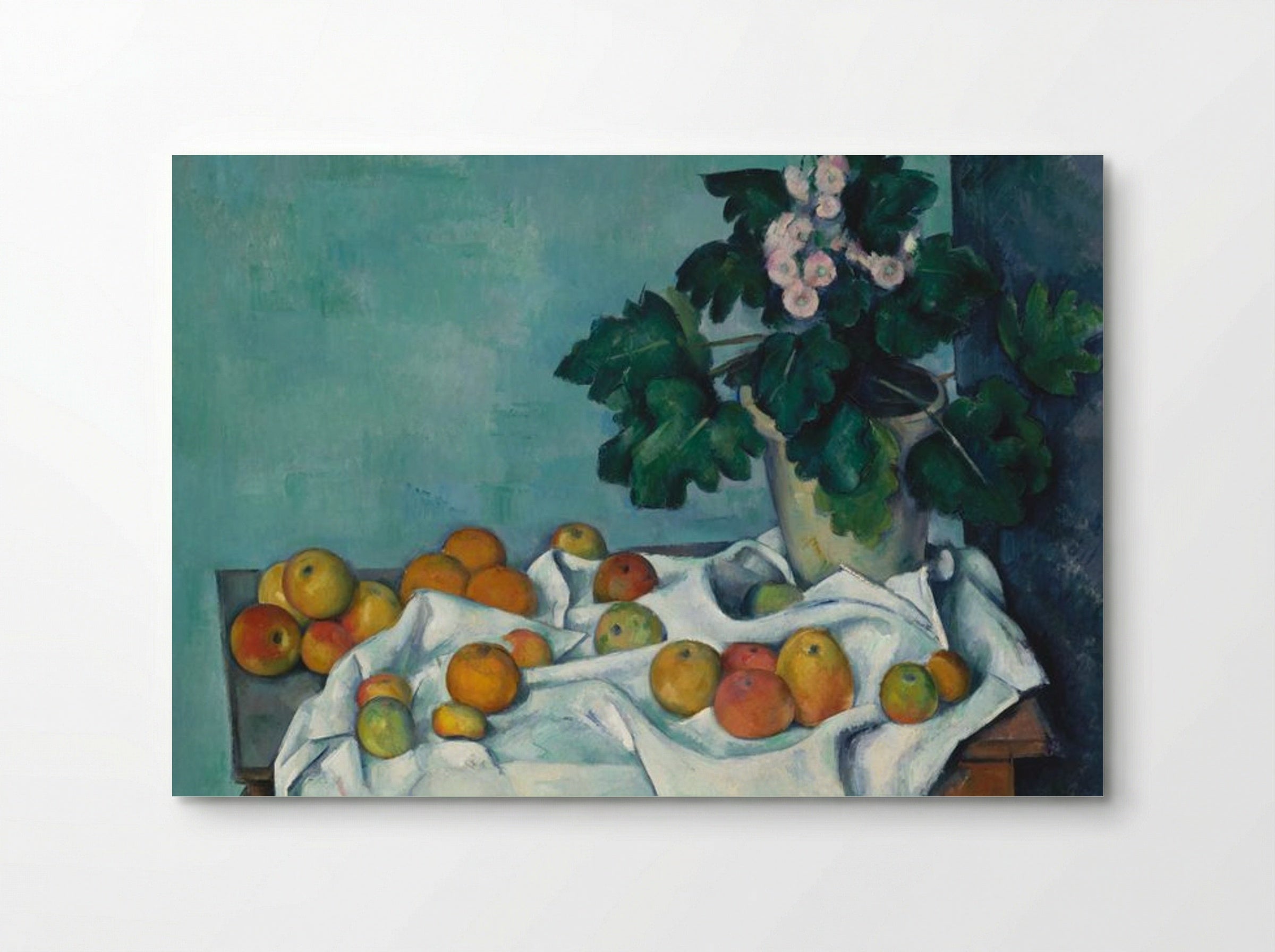 Still Life with Apples and a Pot of Primroses - Paul Cézanne - Poster