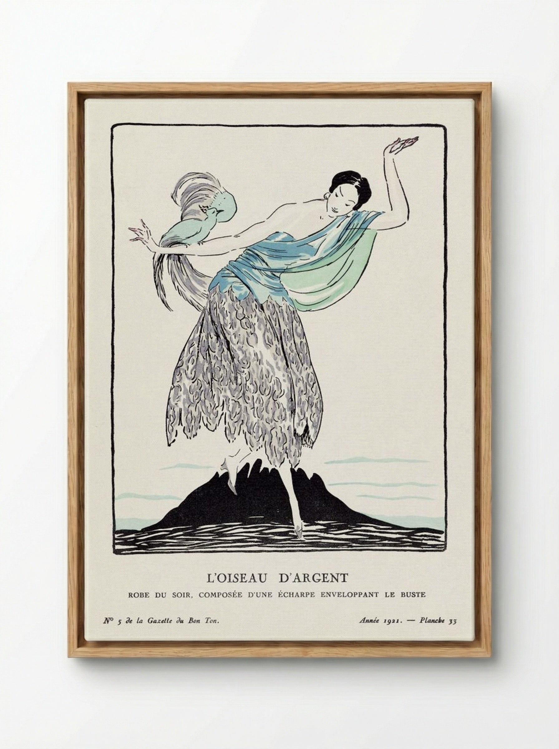L'Oiseau d'Argent (Fashion Plate) - Fine Art Print - Framed Canvas Wood
