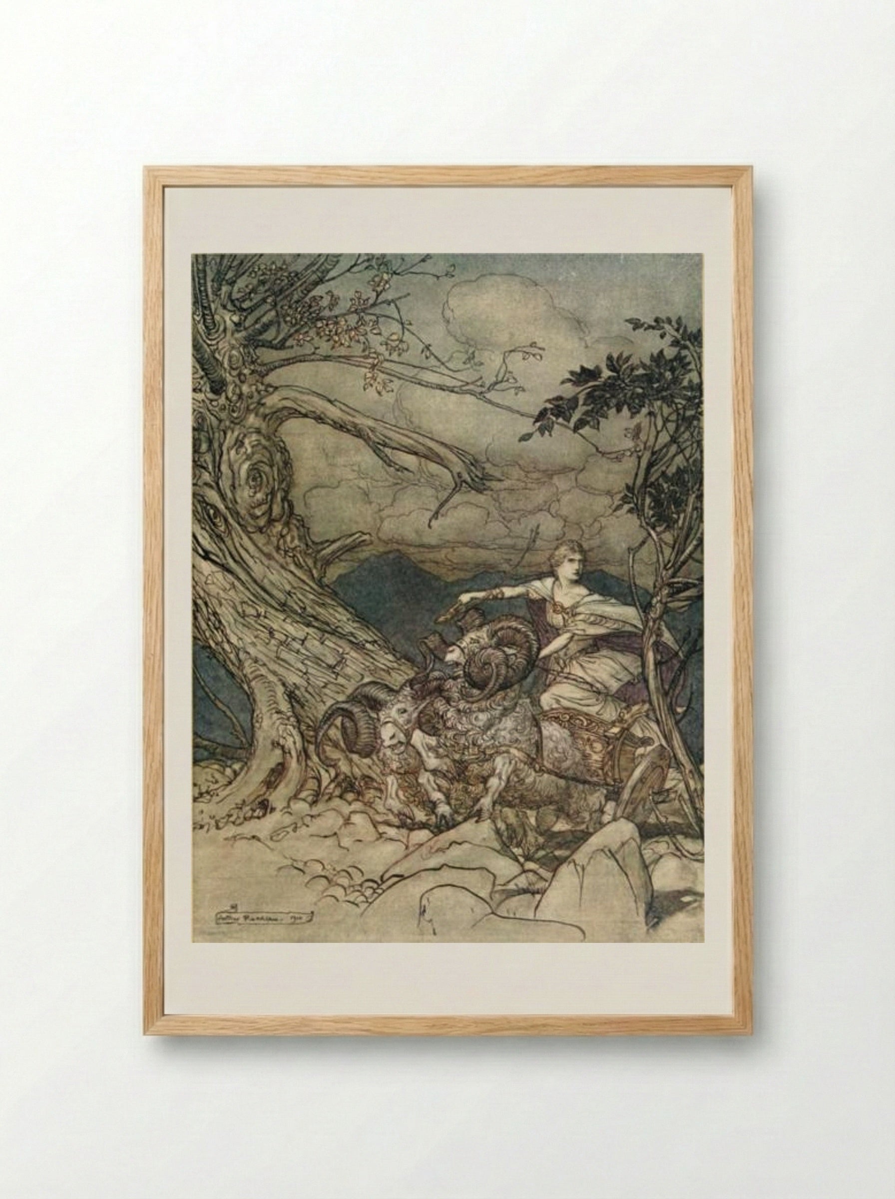Fricka approaches in anger - Arthur Rackham - Framed Print Wood