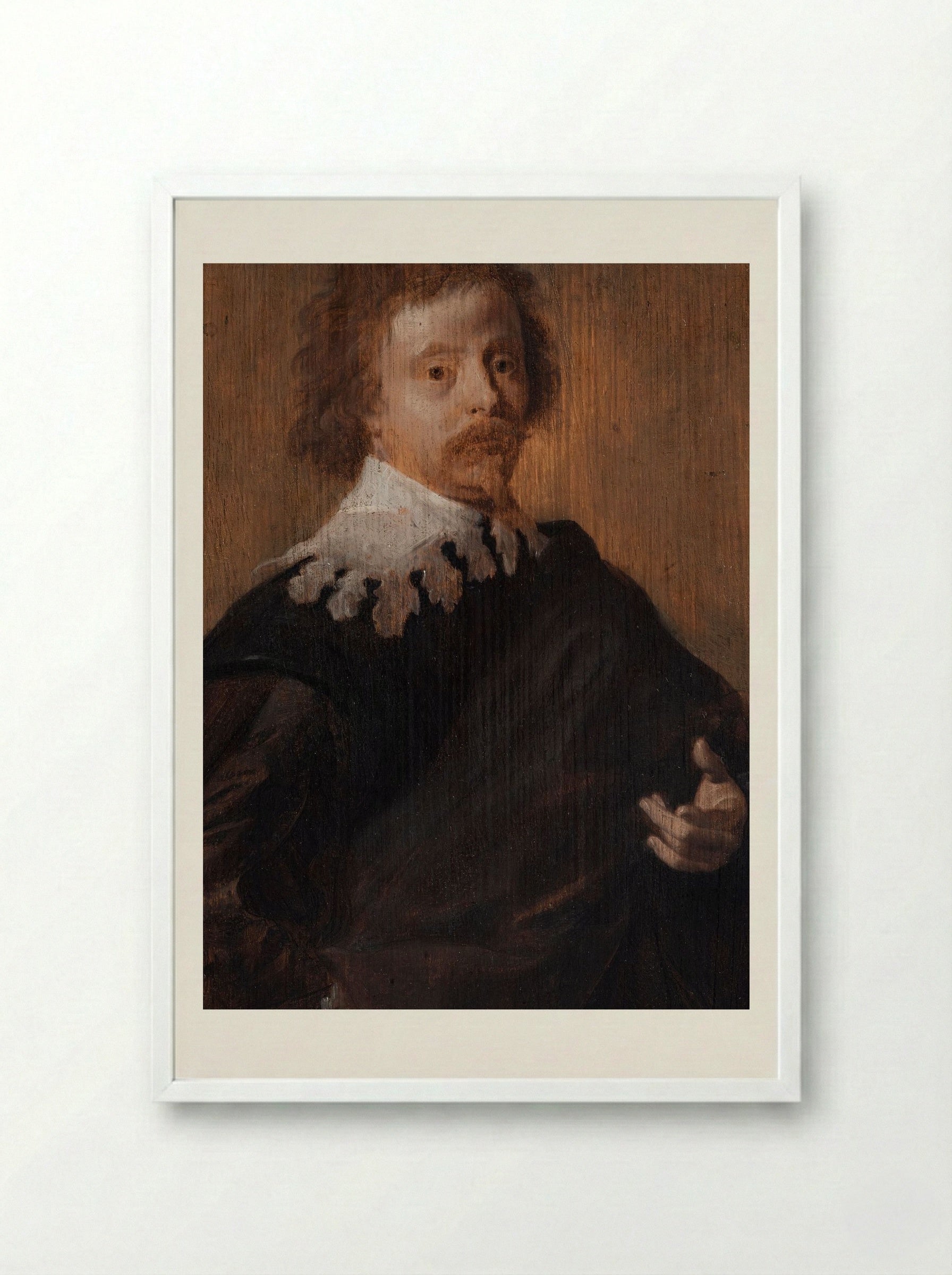 Portrait of Cornelis van Poelenburgh - Anthony van Dyck - Framed Print White