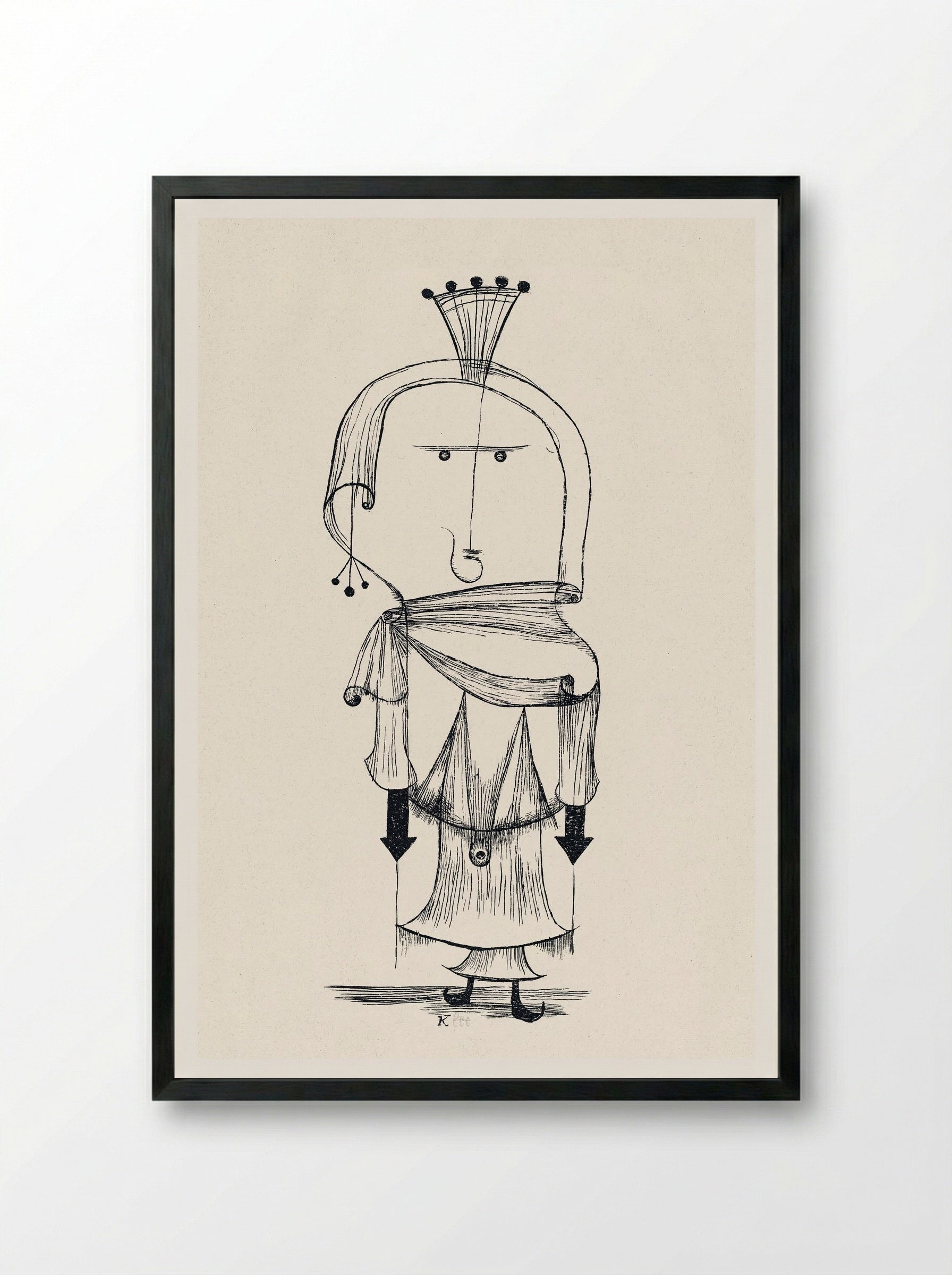 Die Hexe mit dem Kamm (Witch with a Comb) - Paul Klee - Framed Print Black