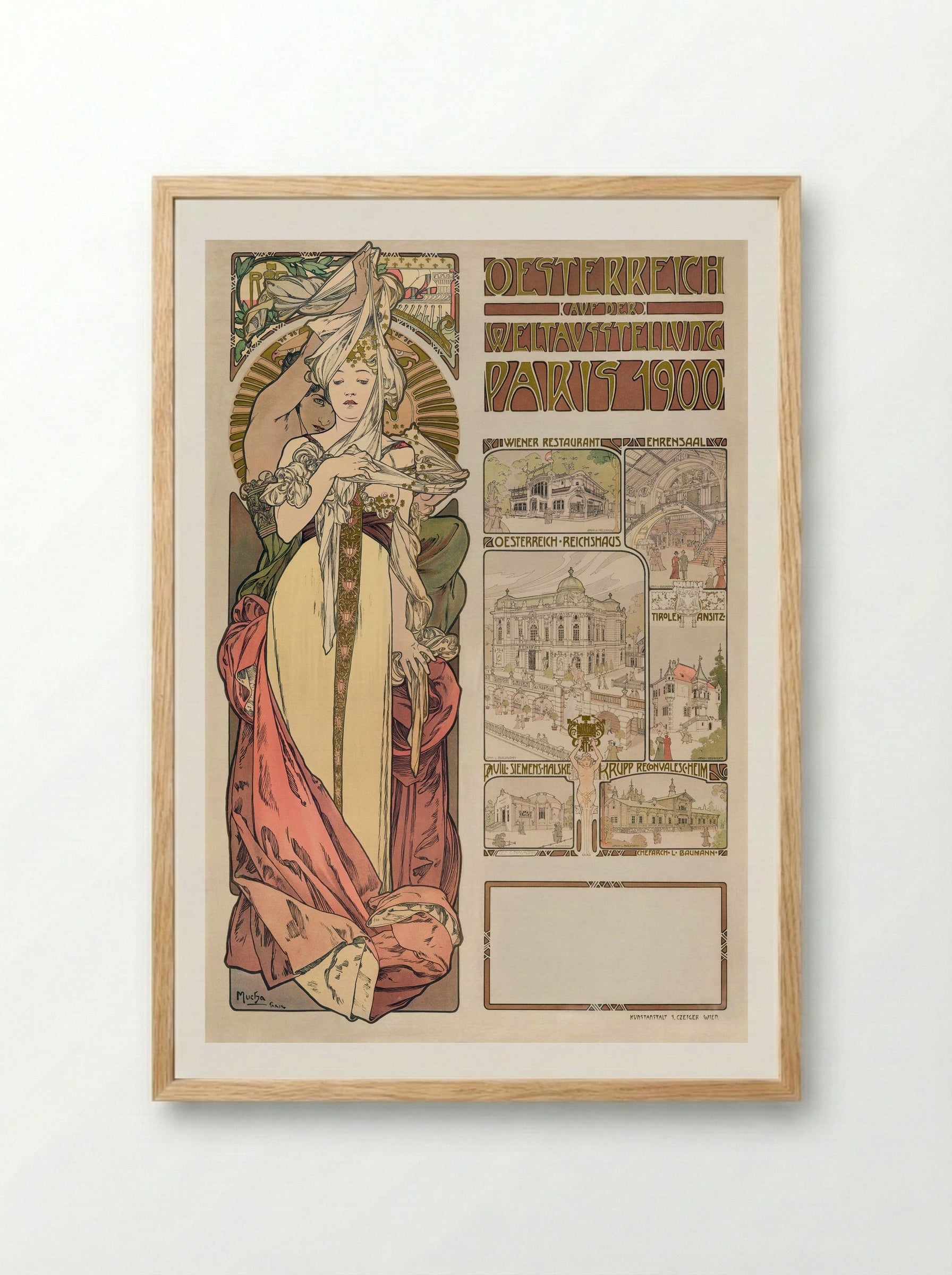 Austria at the Exposition Universelle, Paris 1900 - Alphonse Mucha - Framed Print Wood