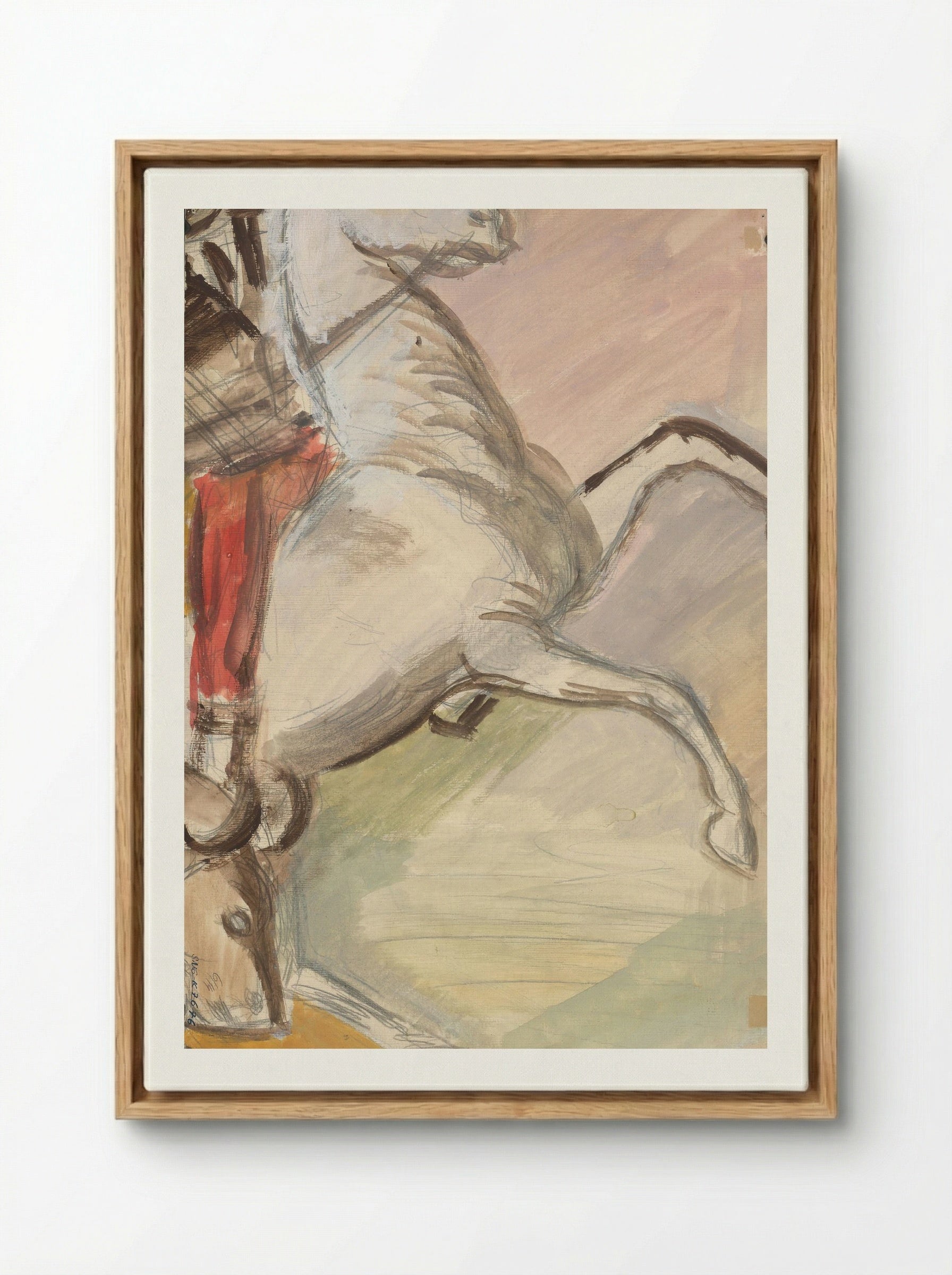 Study of a Horse and Rider - Cyprián Majerník - Framed Canvas Wood