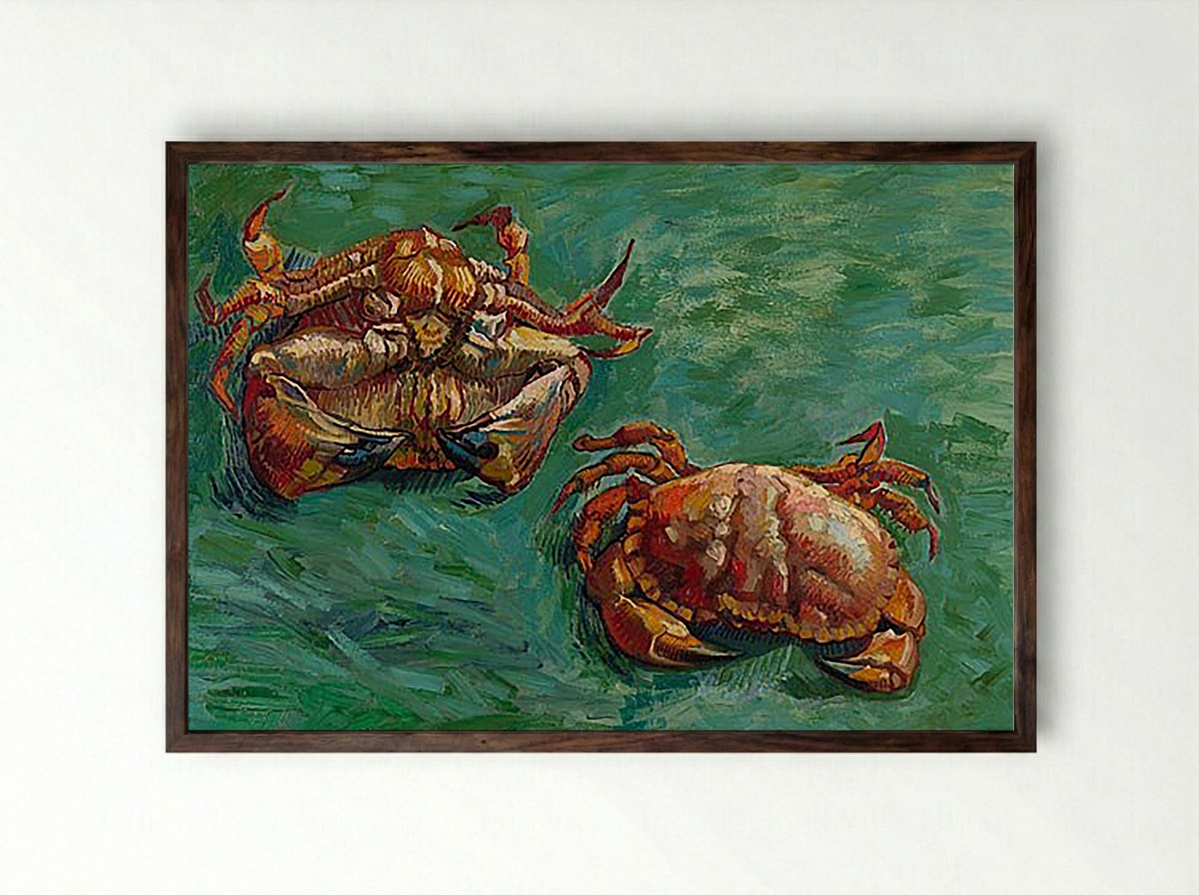 Two Crabs - Vincent van Gogh - Framed Print Dark Wood