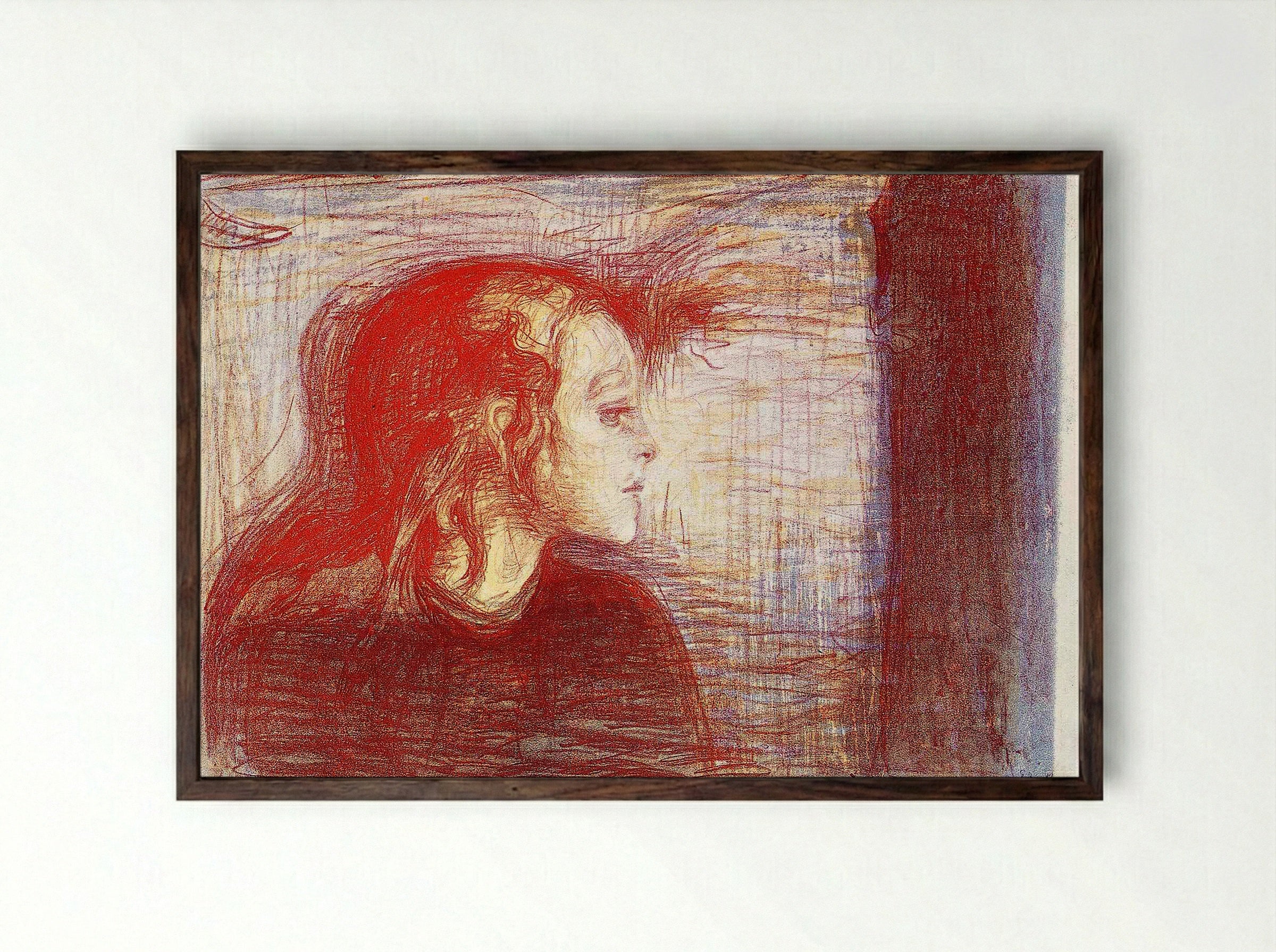 The Sick Child II - Edvard Munch - Framed Print Dark Wood