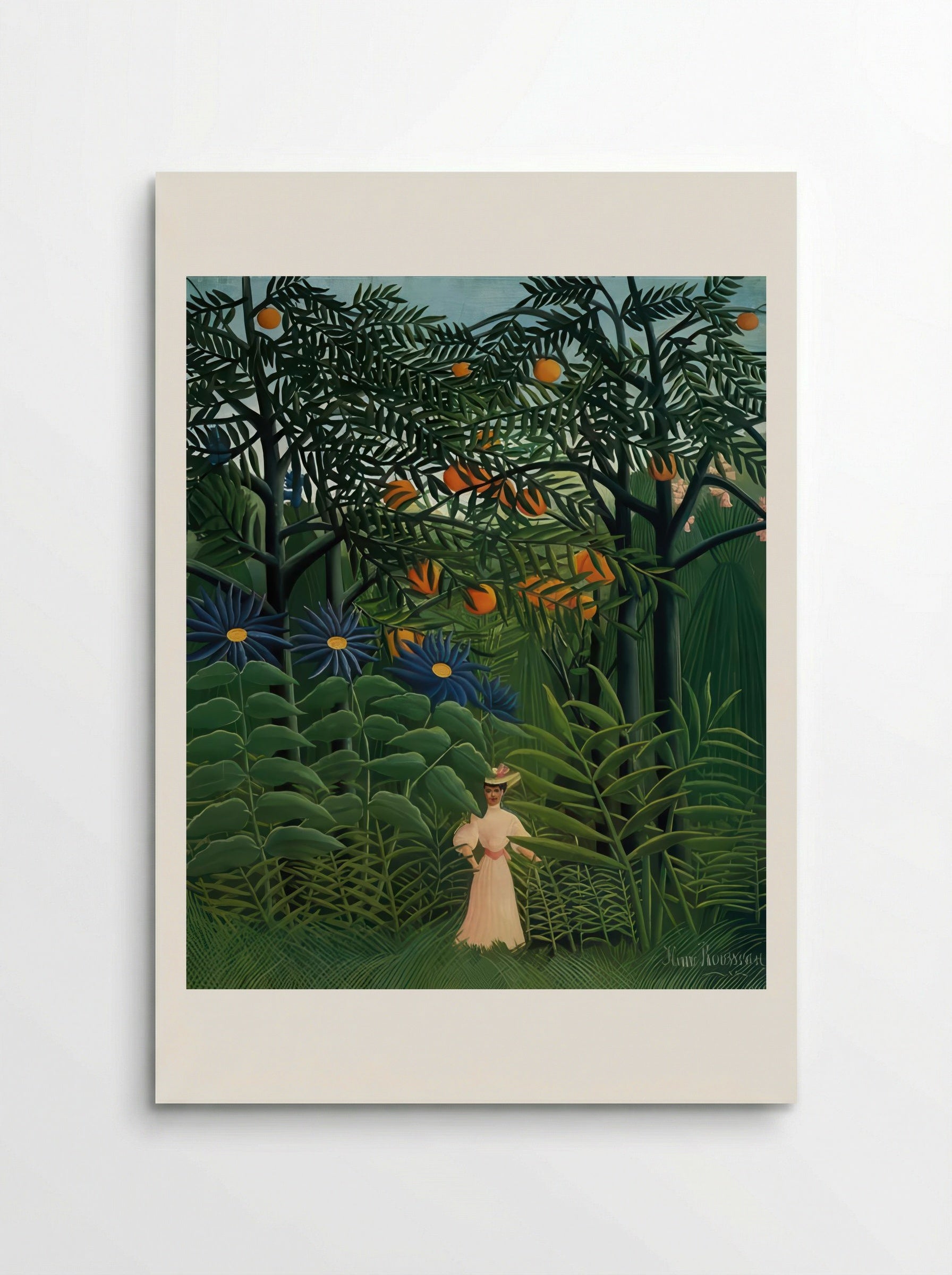 Woman Walking in an Exotic Forest by Henri Rousseau – Naïve Art Jungle Scene Print - Poster