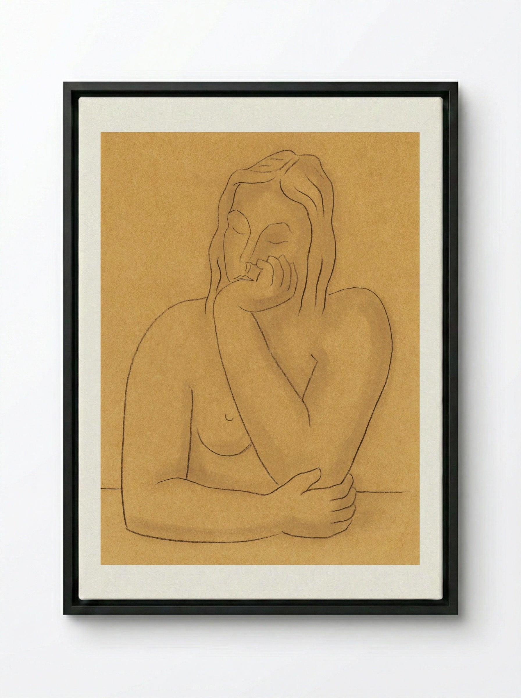 Seated Woman - Mikuláš Galanda - Framed Canvas Black