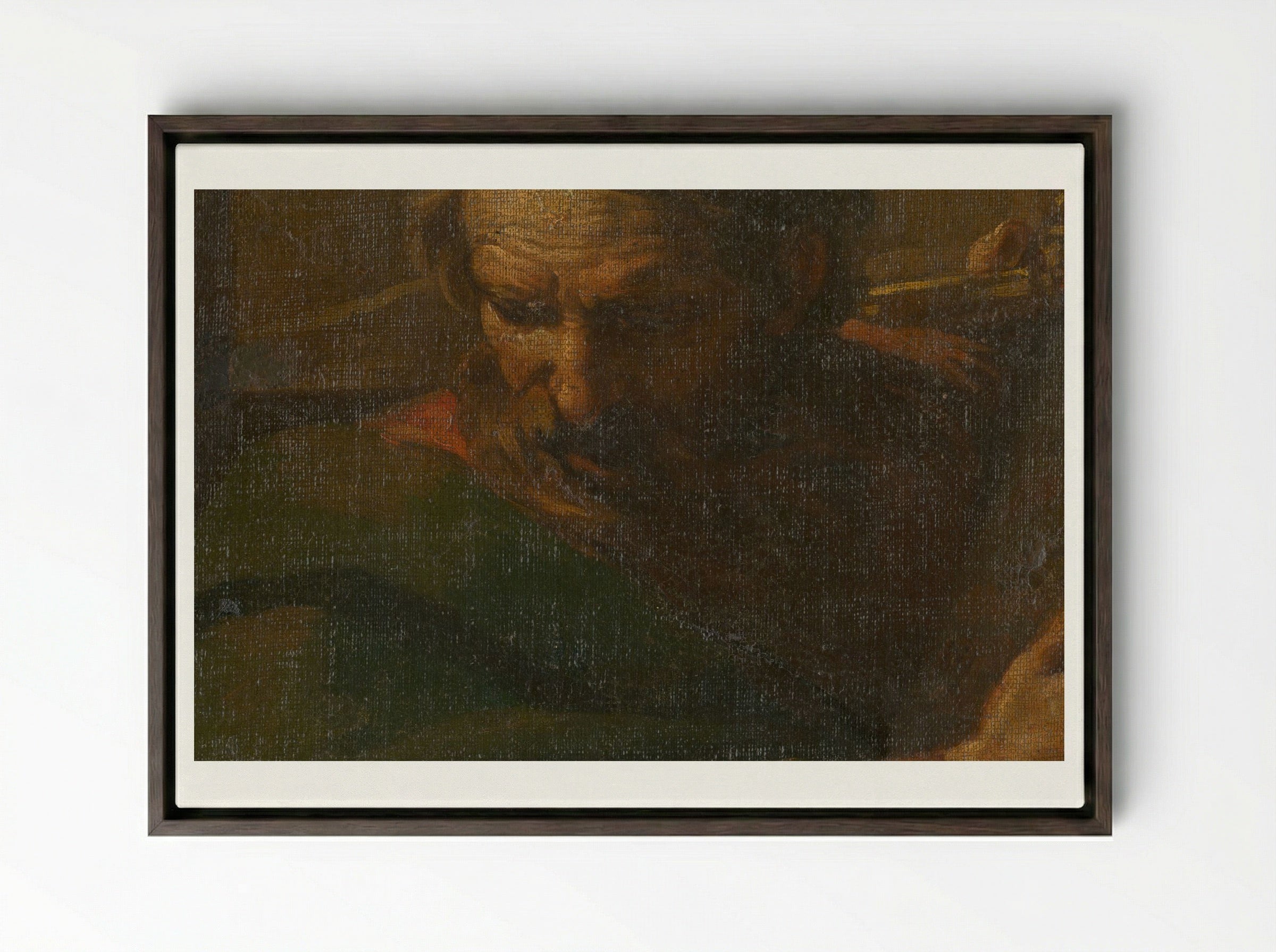 Saint Paul Reading - Rembrandt van Rijn - Framed Canvas Dark Wood