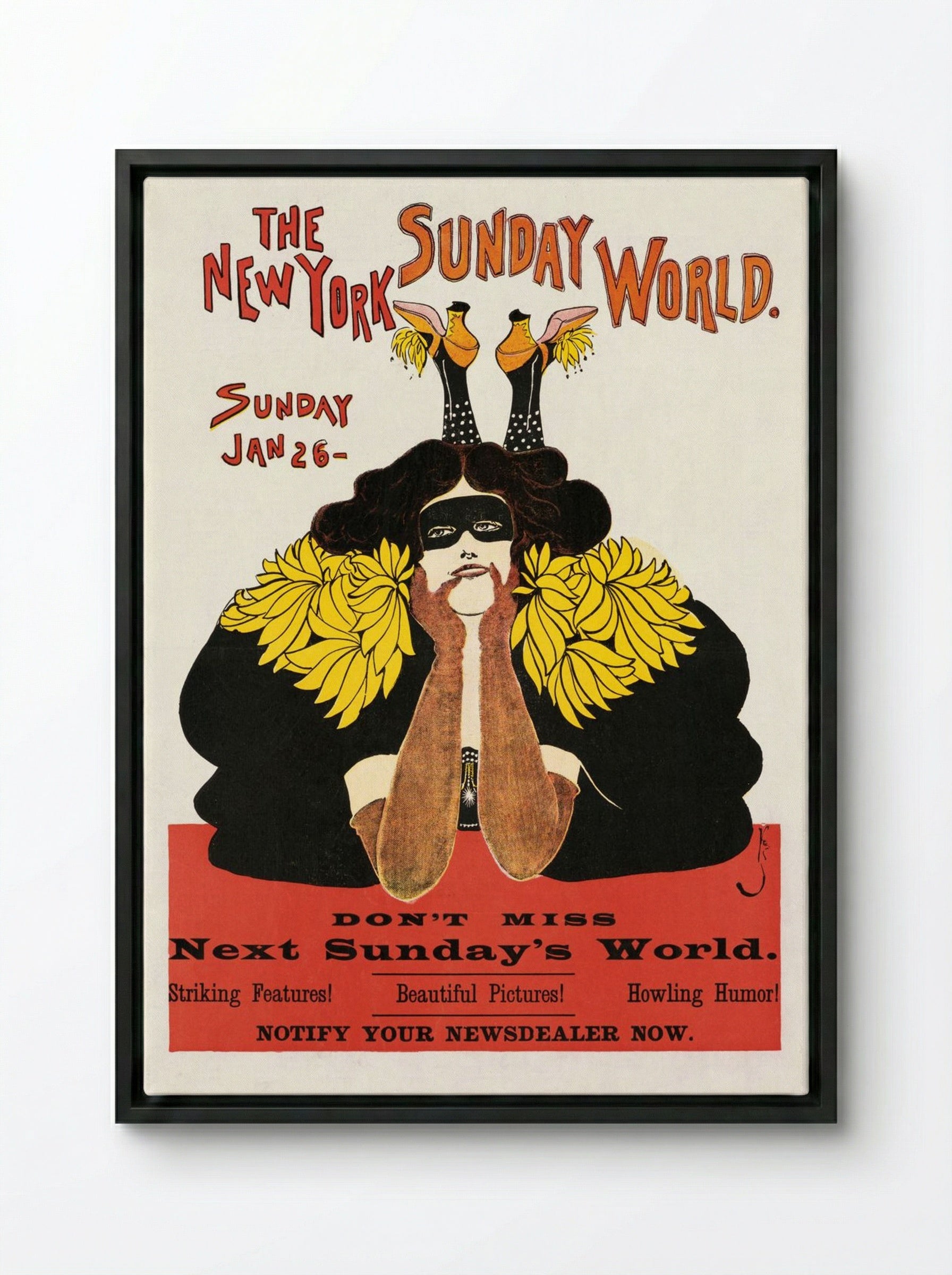 The New York Sunday World, January 26, 1896 - Frank King - Framed Canvas Black