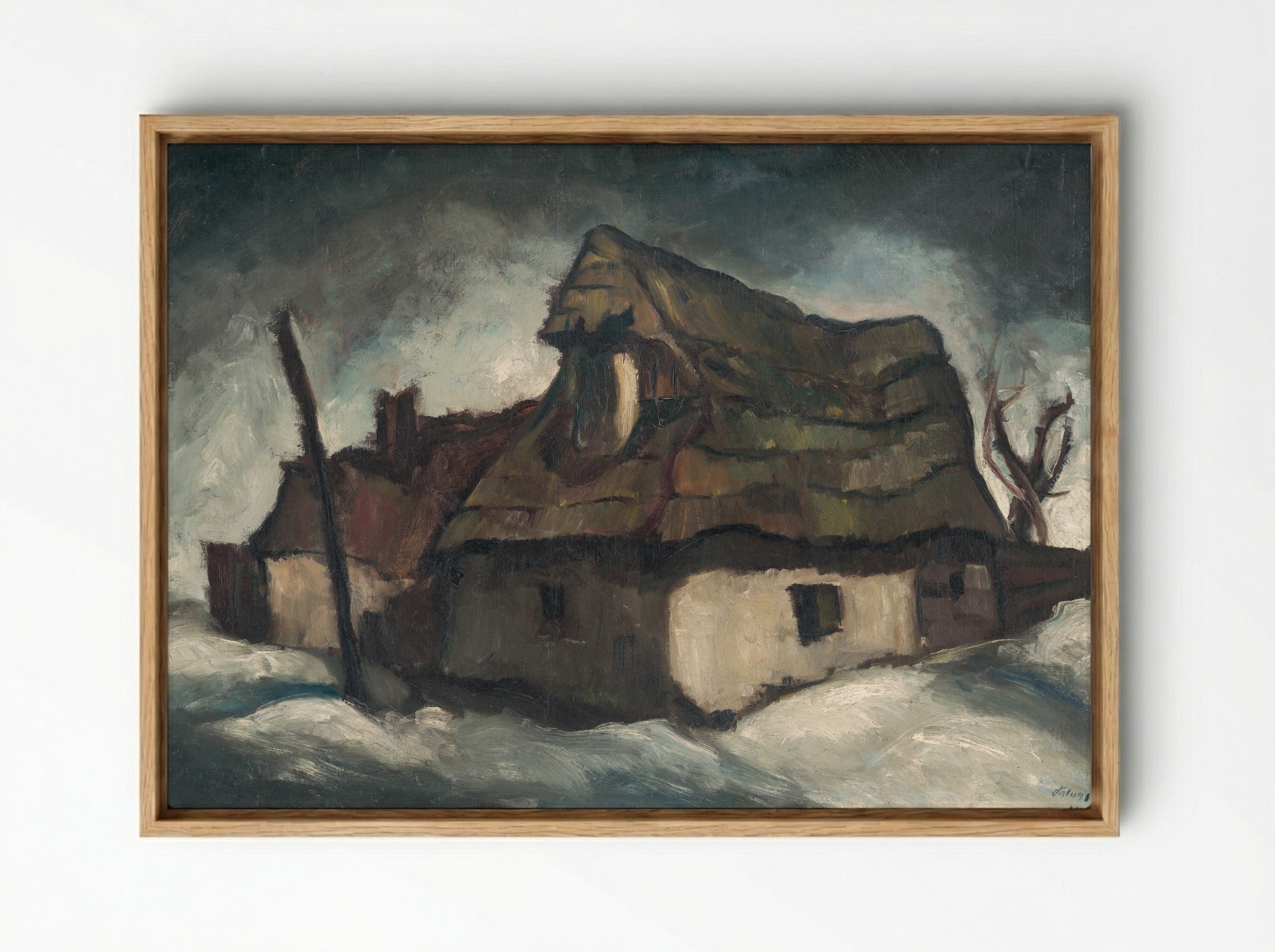 Cottages in Winter - Zolo Palugyay - Framed Canvas Wood