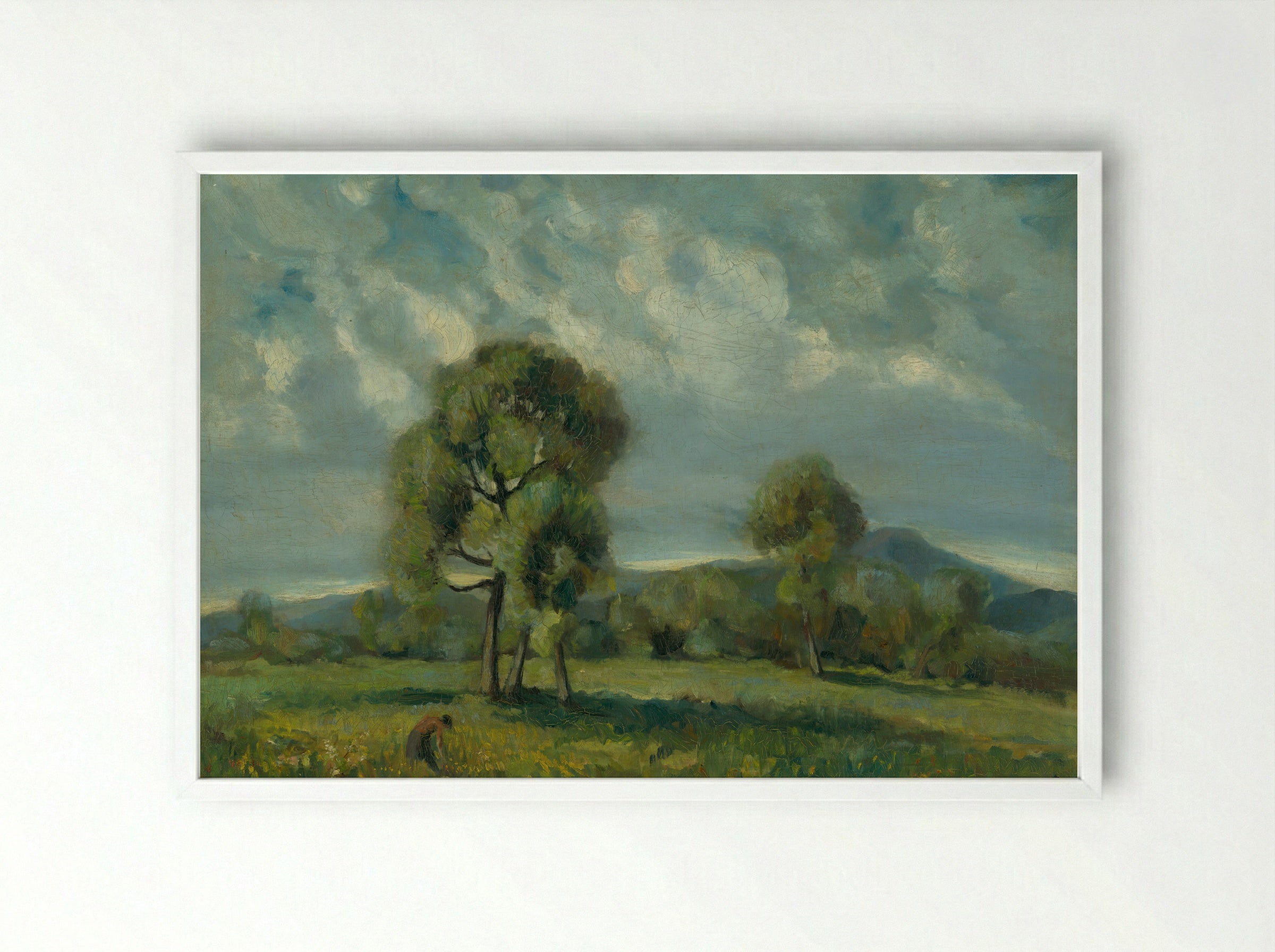 Liptov Landscape with Trees - Zolo Palugyay - Framed Print White