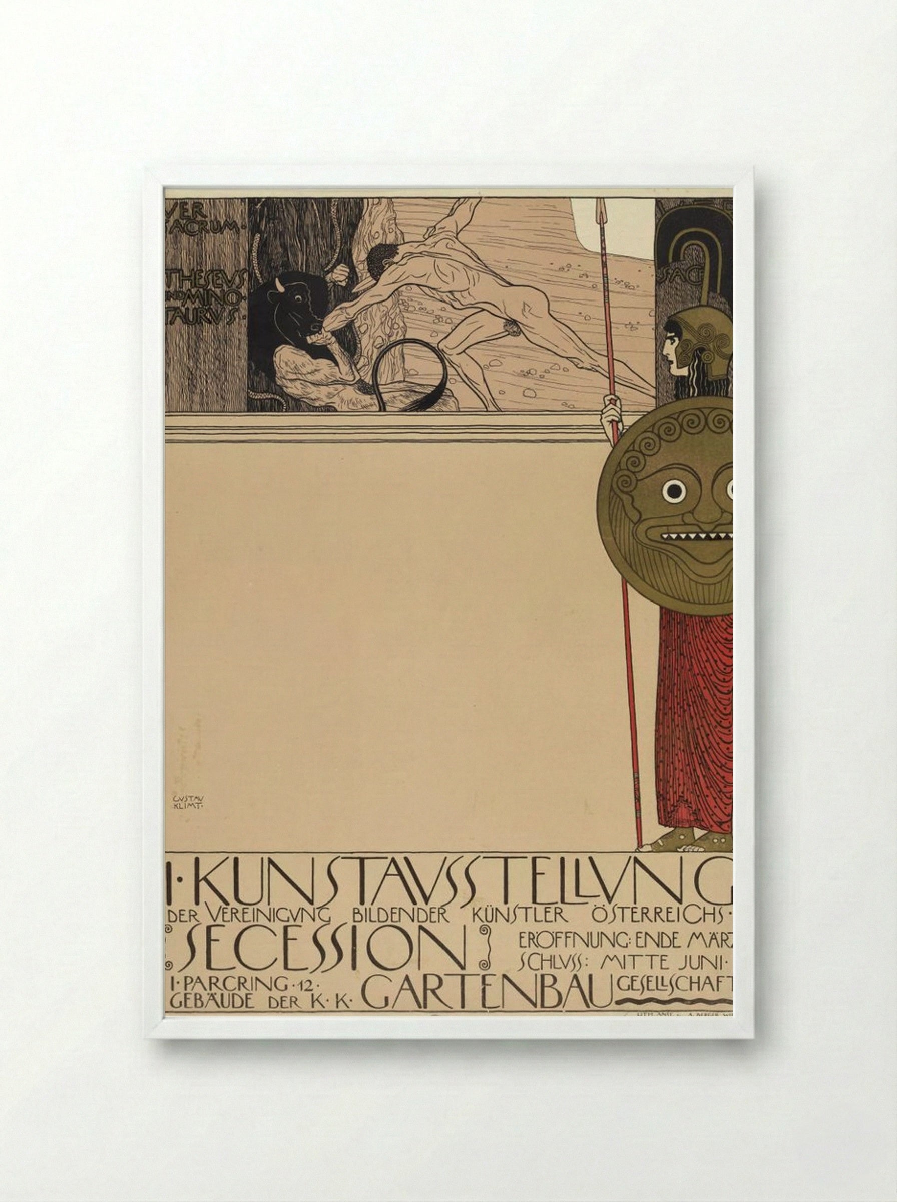 Poster for the 1st Secession Exhibition - Gustav Klimt - Framed Print White