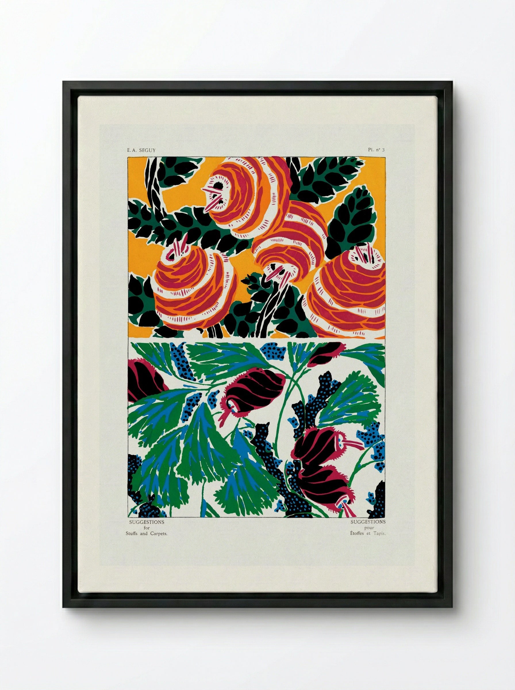 Suggestions pour Étoffes et Tapis, Plate No. 3 - Émile-Allain Séguy - Framed Canvas Black