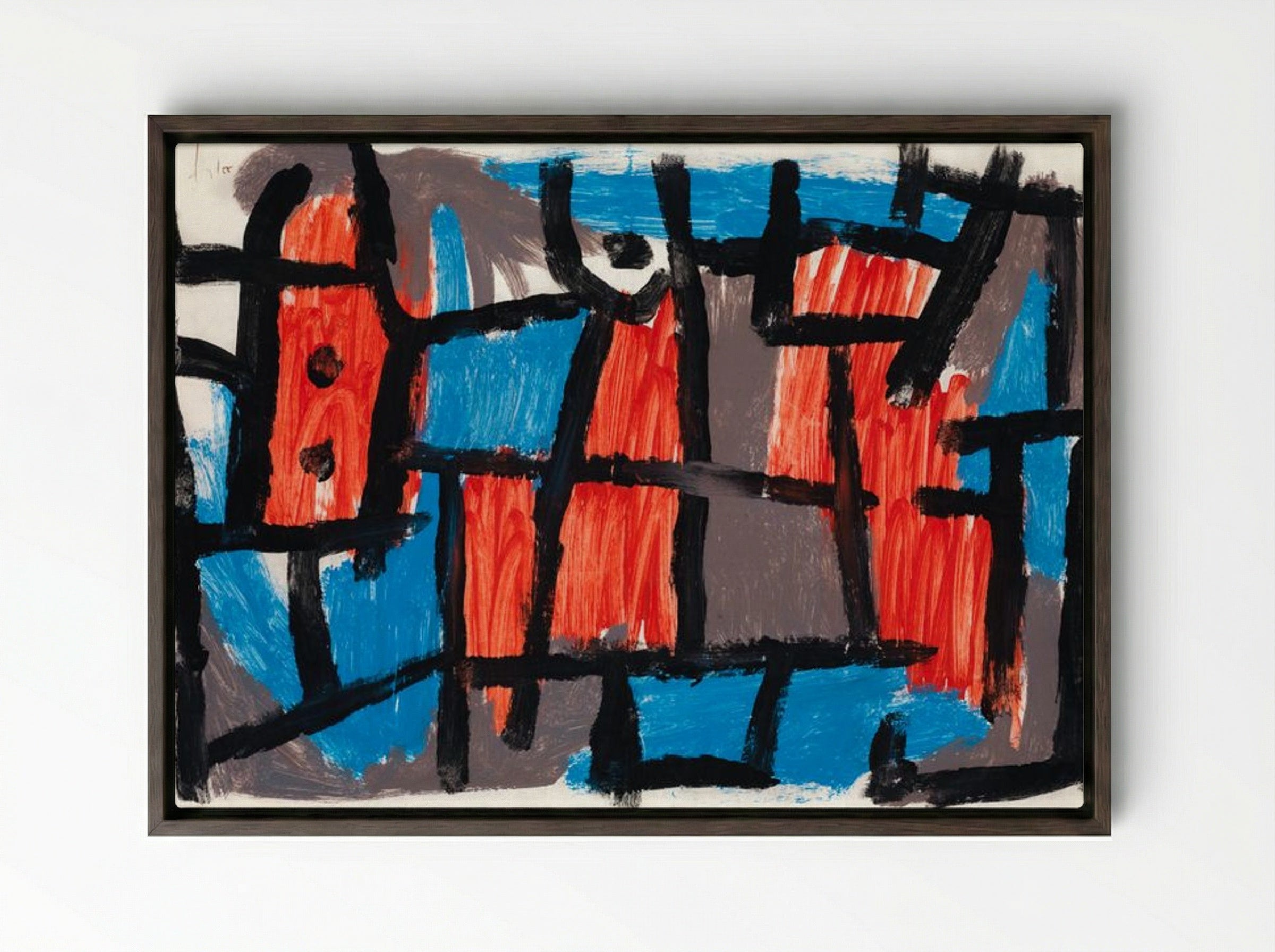 The Hour Before One Night - Paul Klee - Framed Canvas Dark Wood