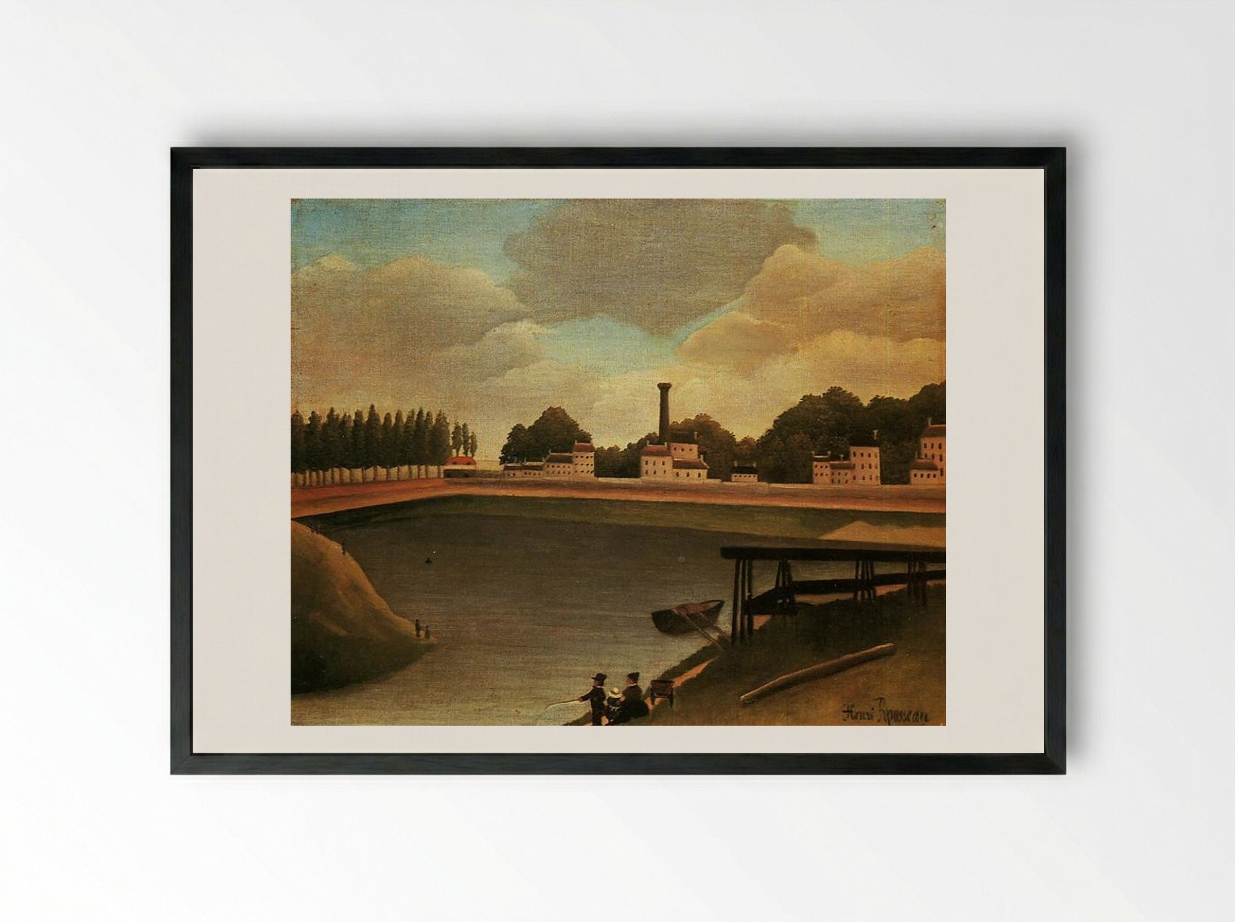 Family Fishing - Henri Rousseau - Framed Print Black