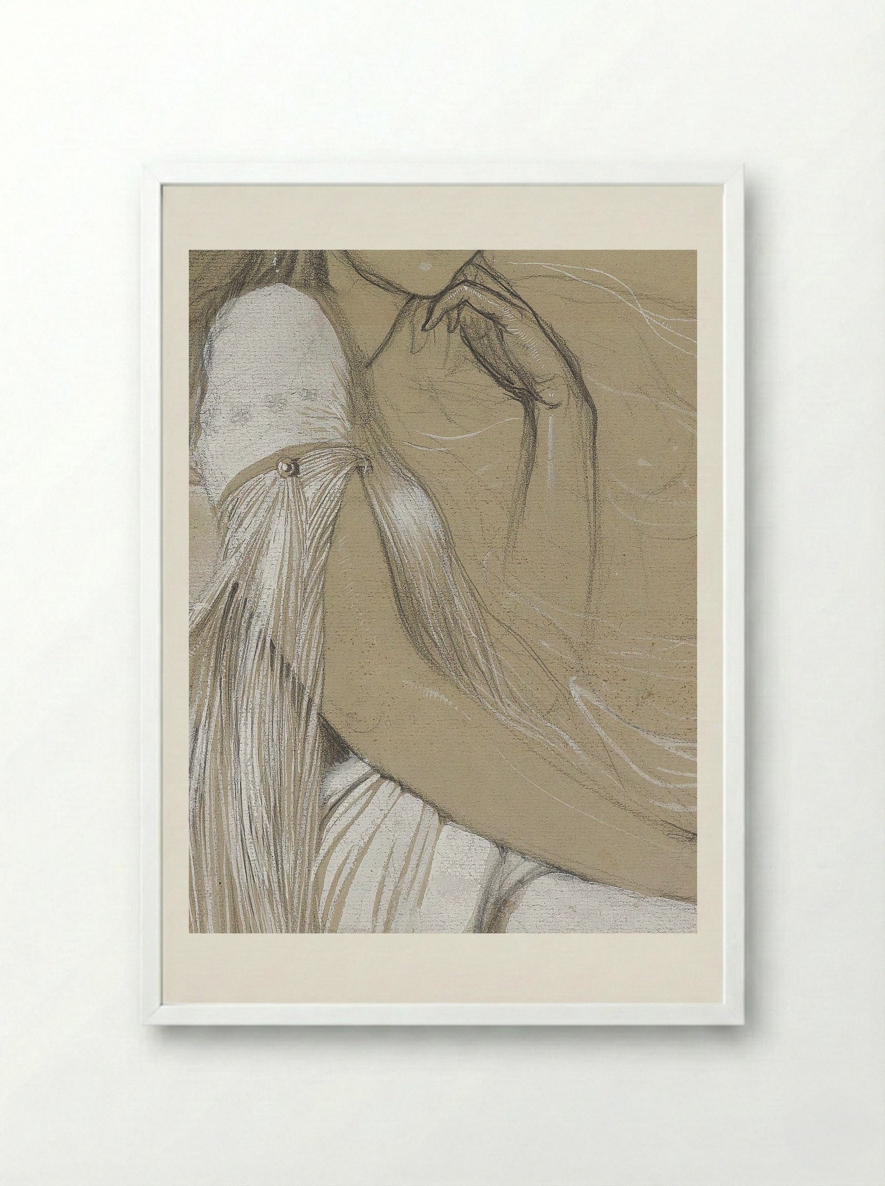 Study of Jaroslava Mucha, the Artist's Daughter - Alphonse Mucha - Framed Print White