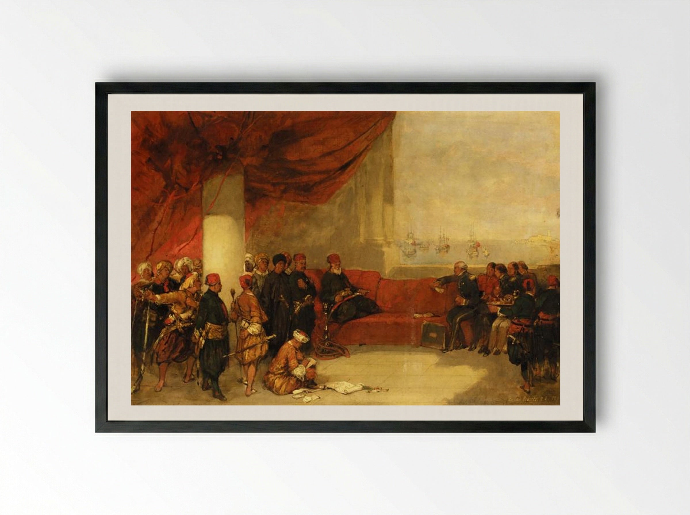 Interview with the Viceroy of Egypt at His Palace in Alexandria - David Roberts - Framed Print Black