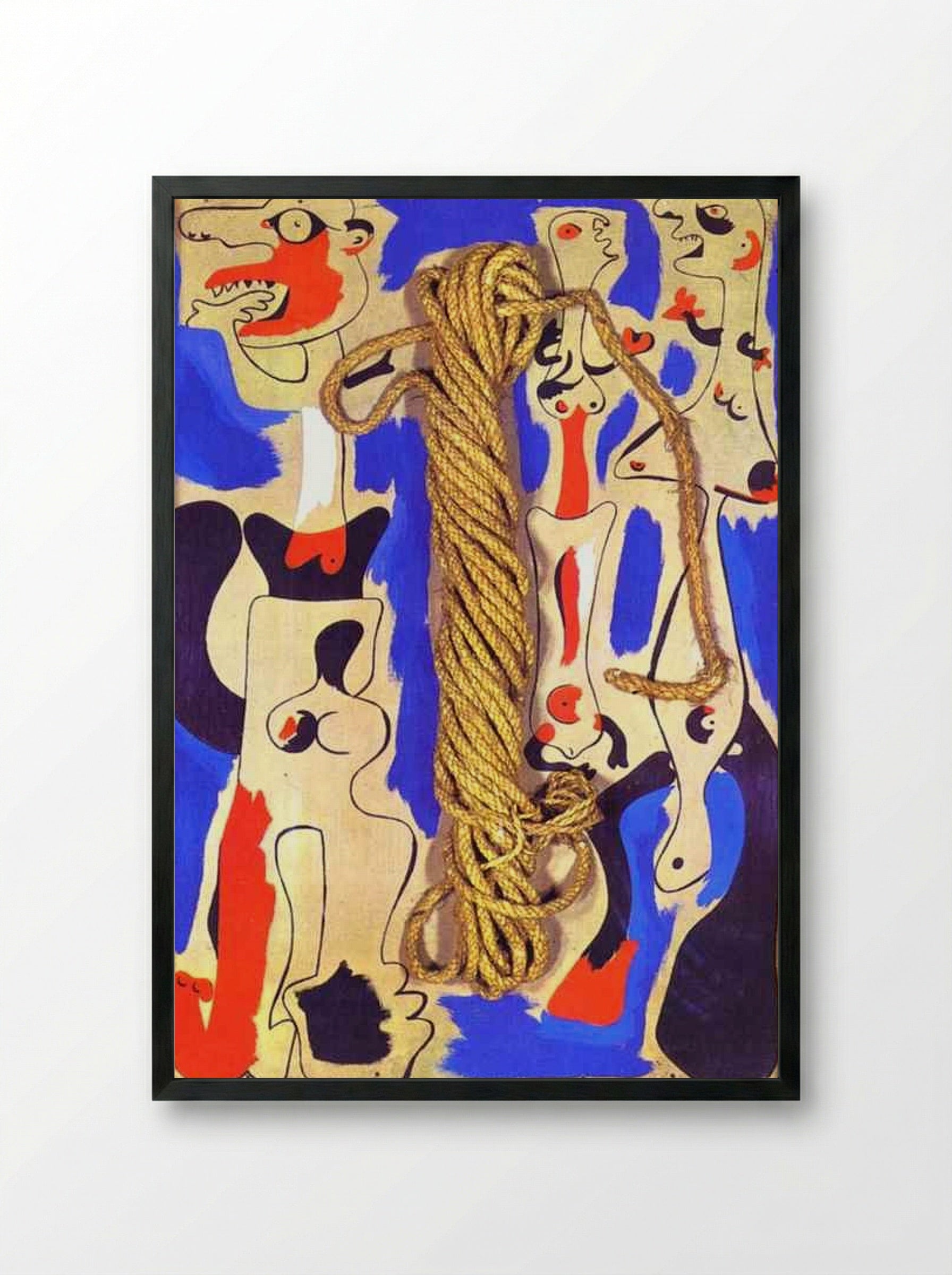 Rope and People I - Joan Miró - Framed Print Black