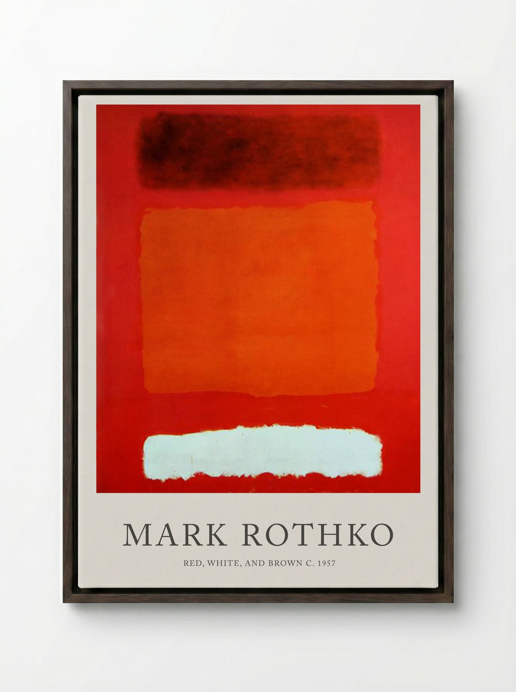 Red, White, and Brown - Mark Rothko - Framed Canvas Dark Wood