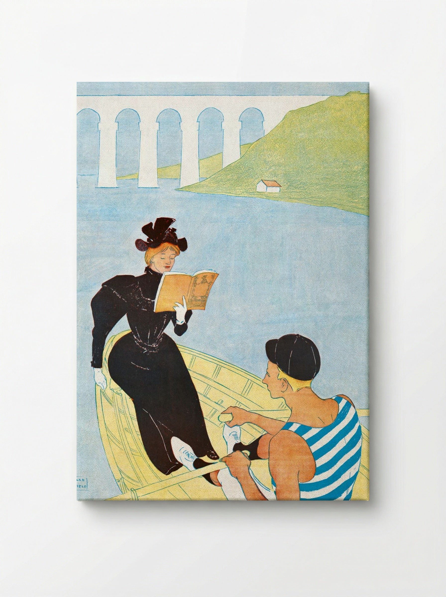Woman Reading in a Row Boat - Edward Penfield - Canvas